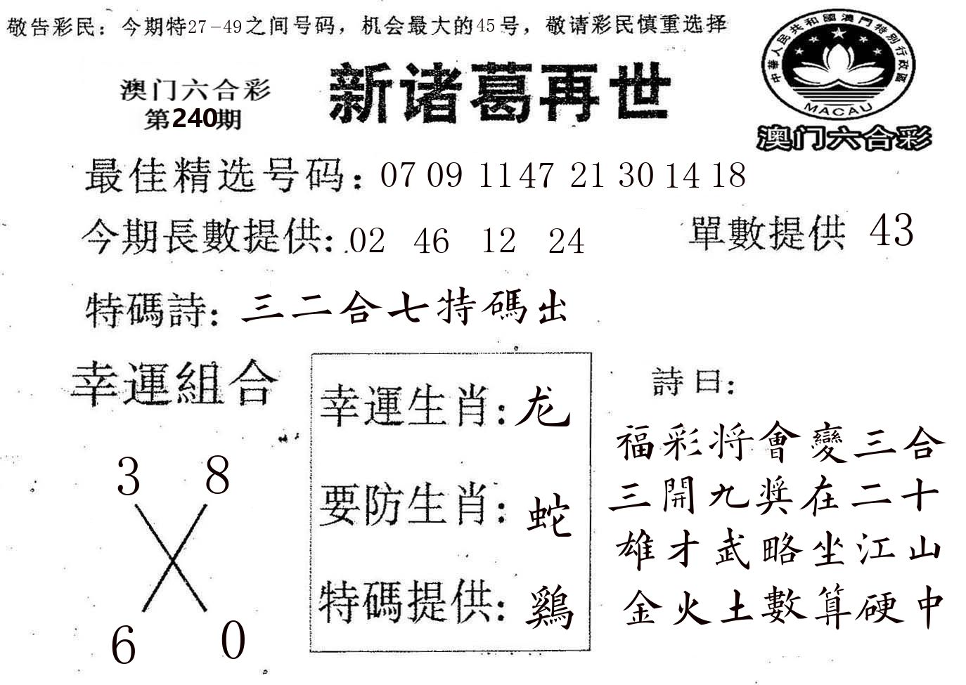 新诸葛 第240期