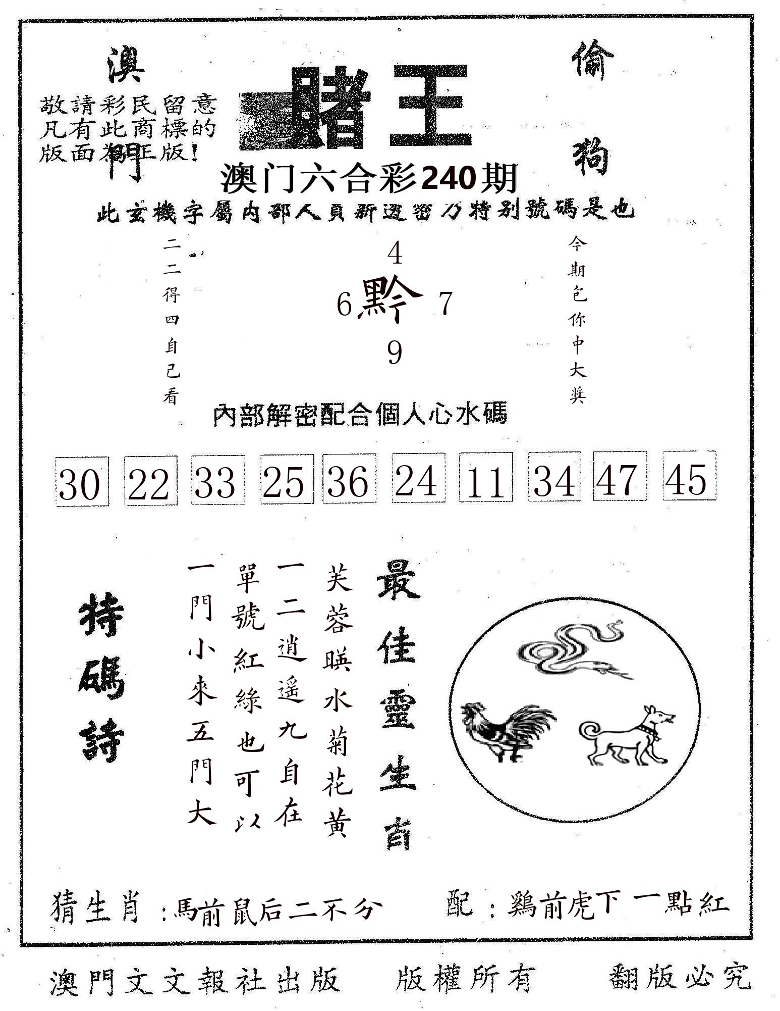 赌王 第240期