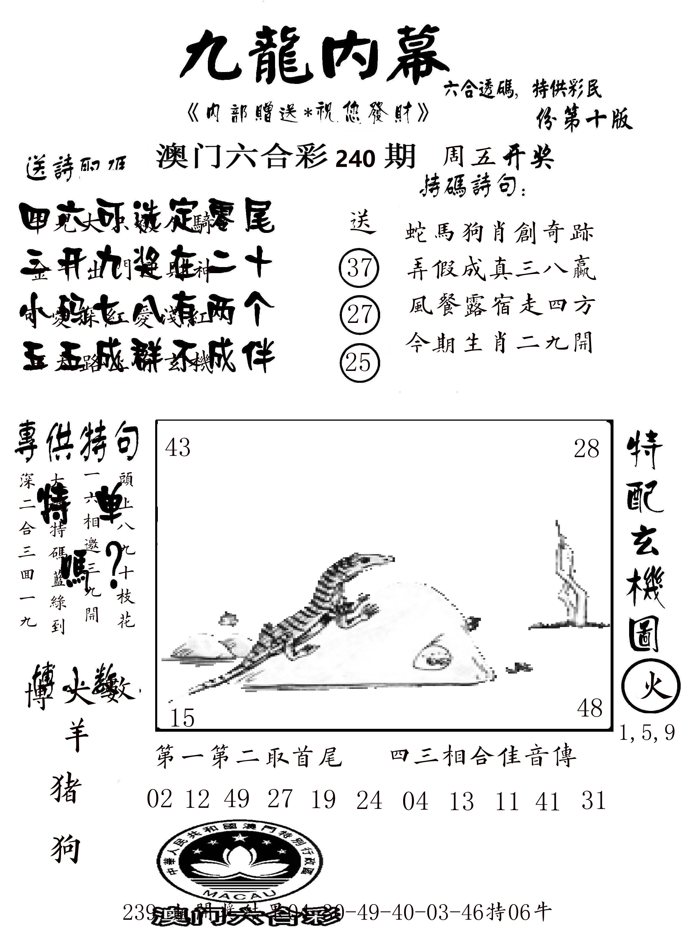 澳门传真2 第240期