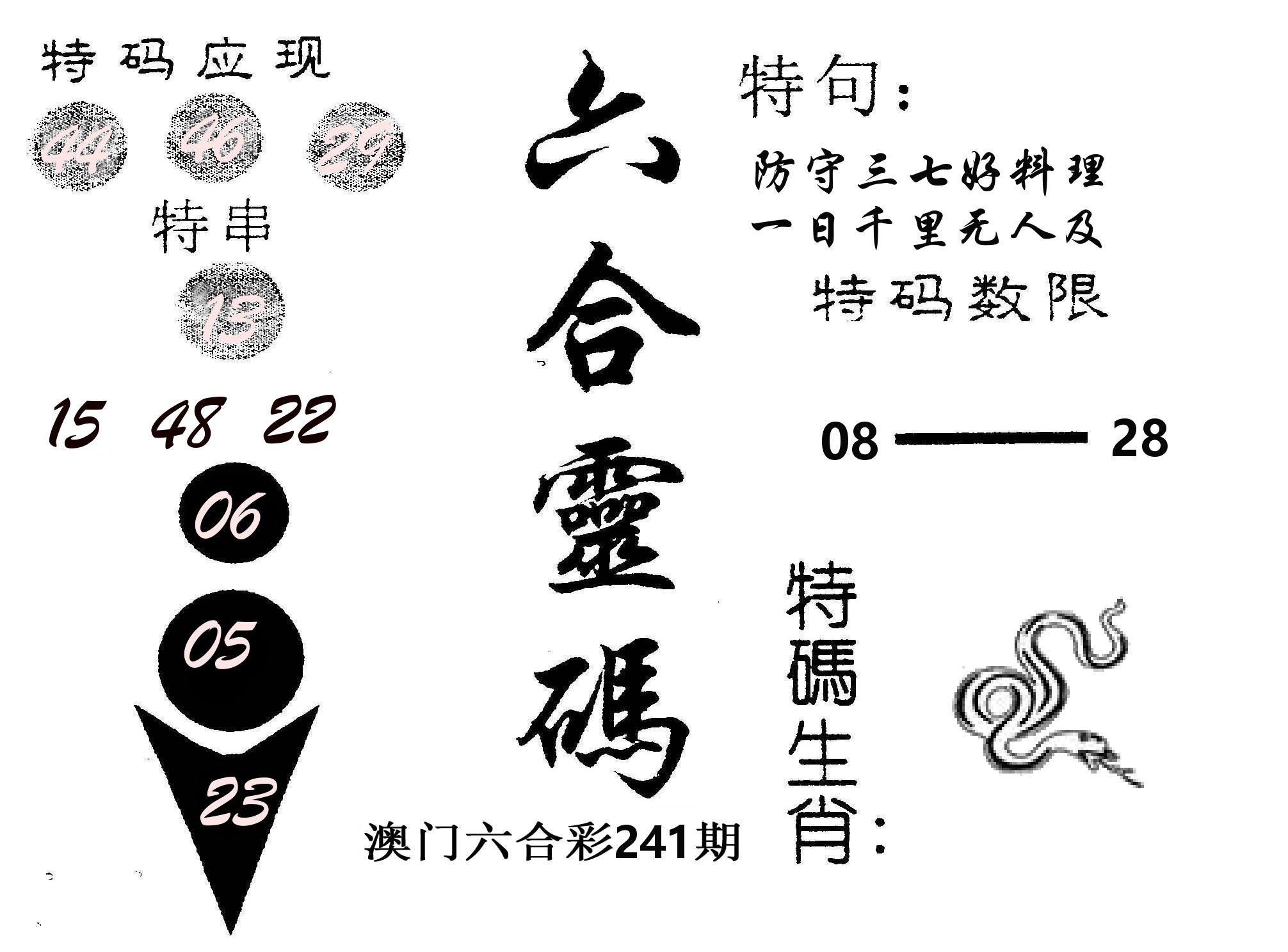 六合灵码 第241期