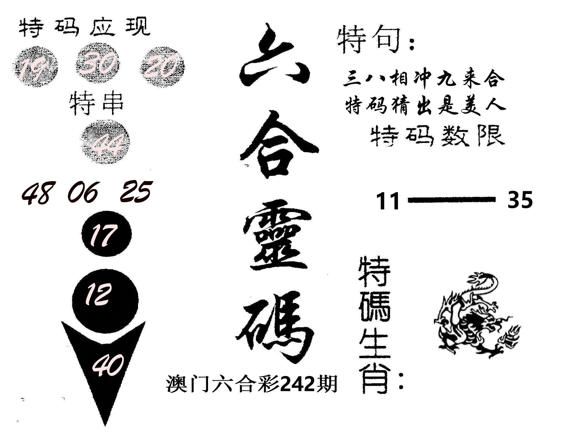 六合灵码 第242期
