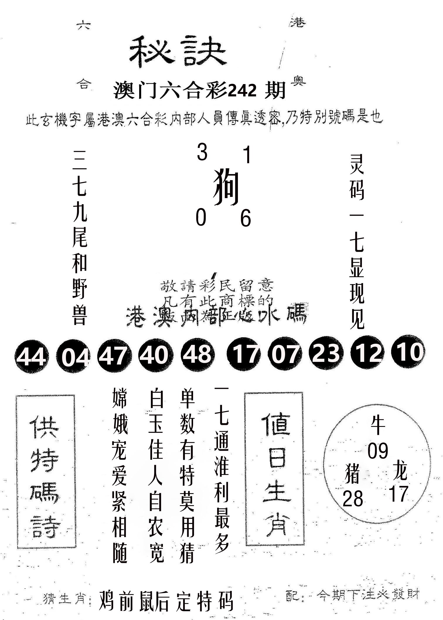 秘决 第242期