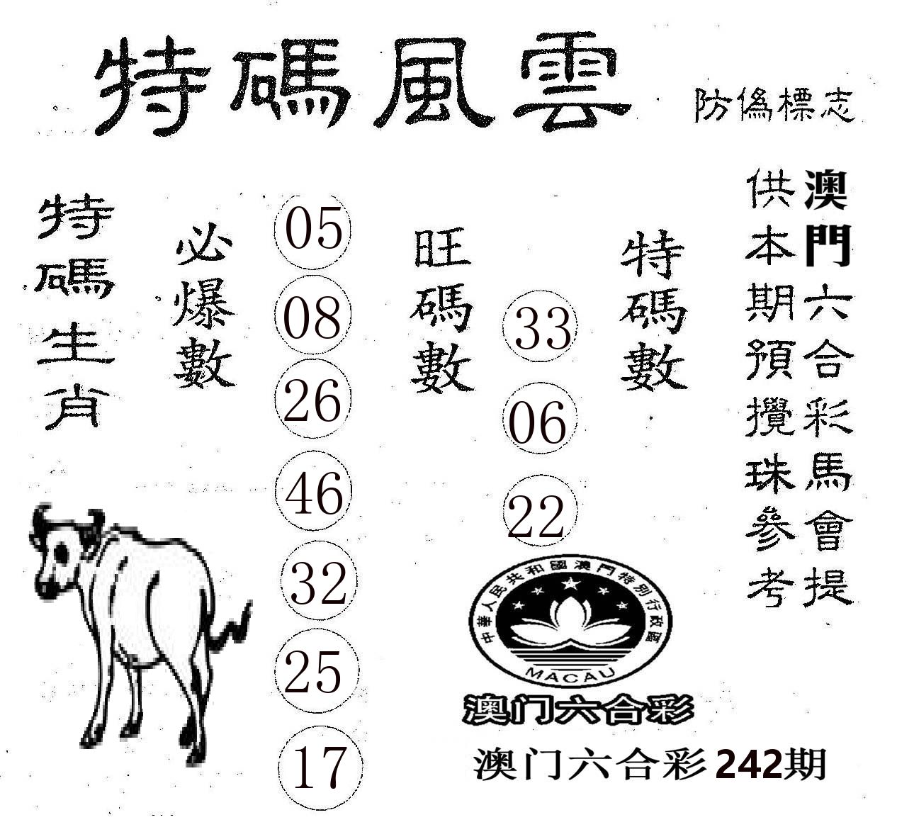特码风云 第242期
