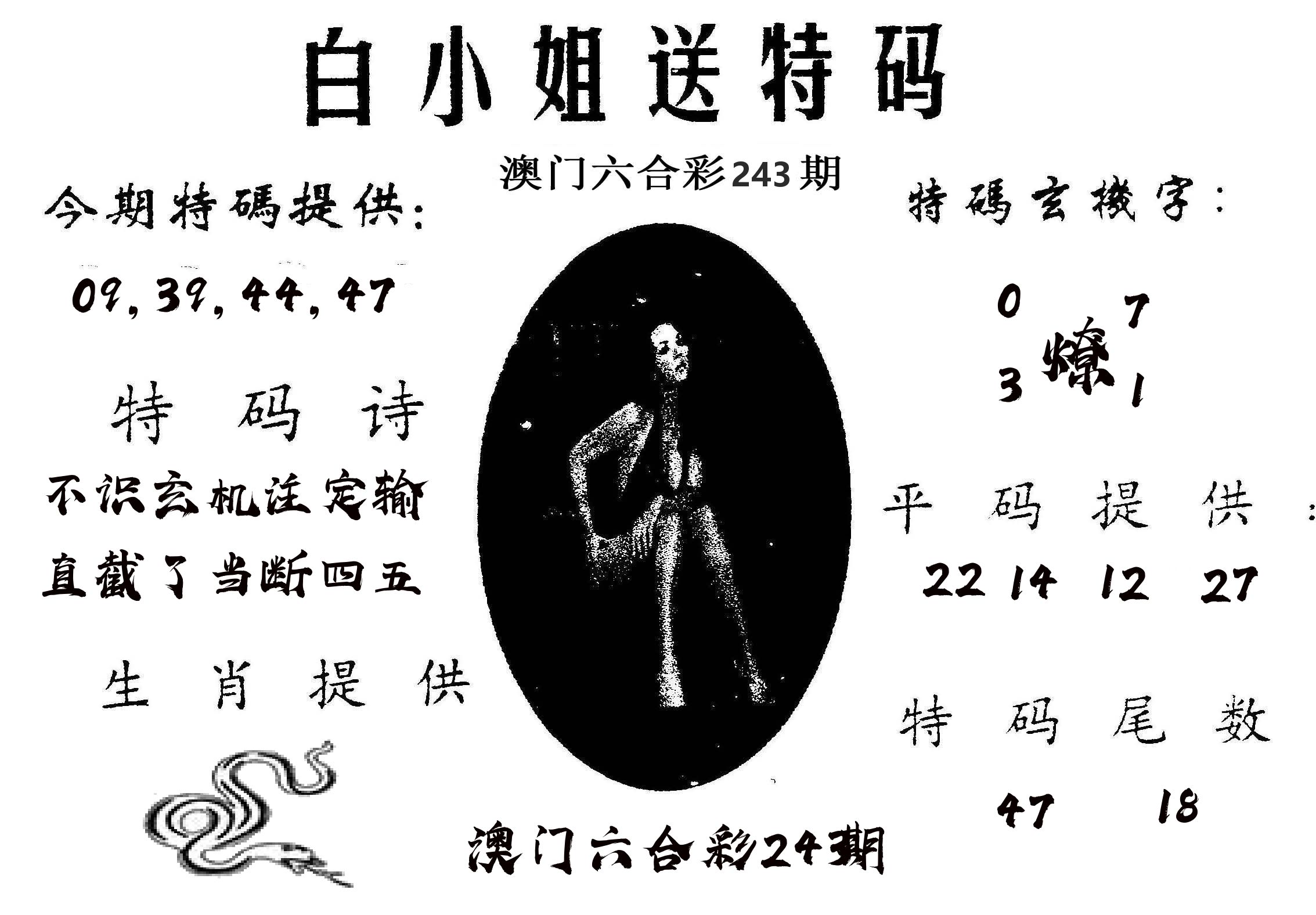 白姐送特 第243期