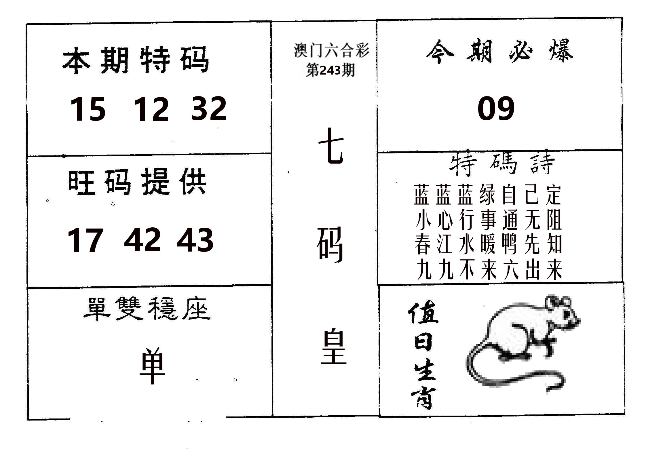 七码皇 第243期