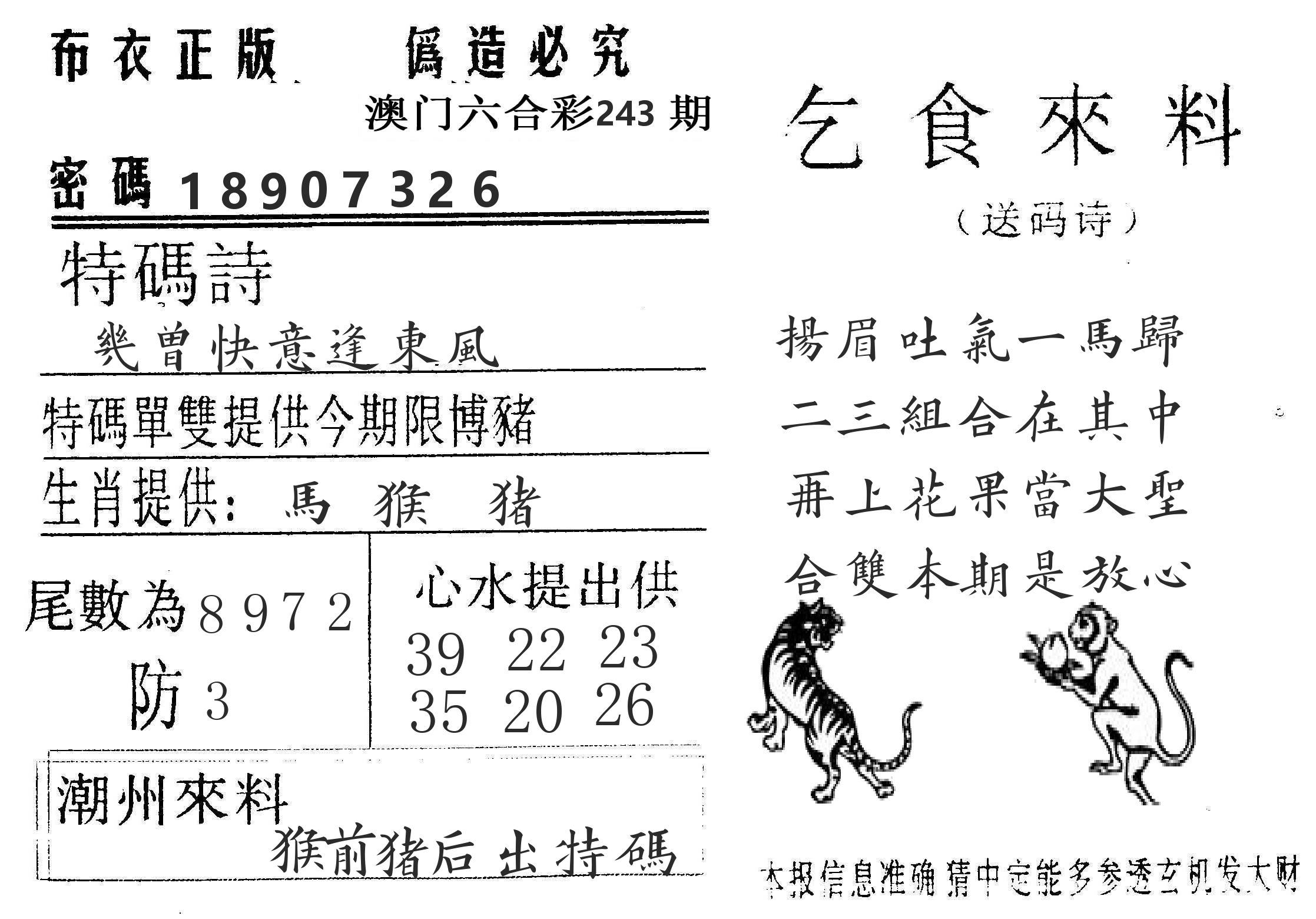 千禧码王 第243期