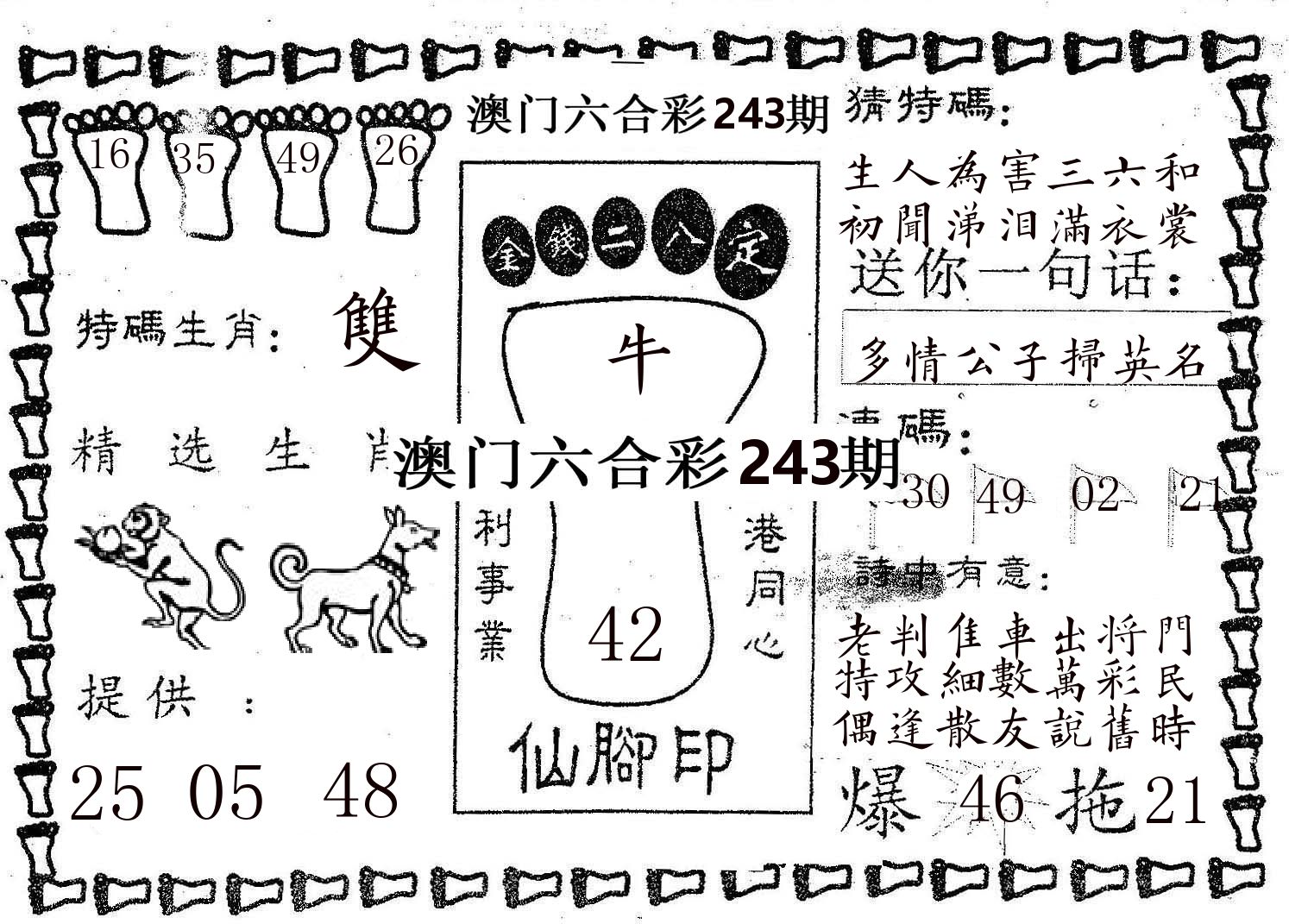 仙脚印 第243期