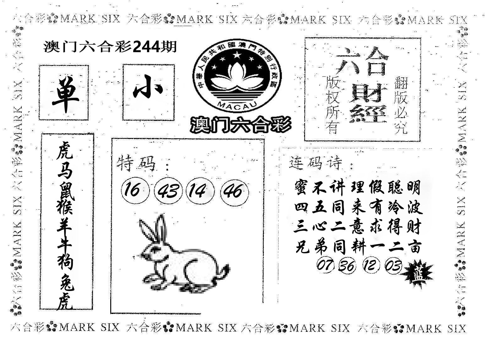 六合财经 第244期