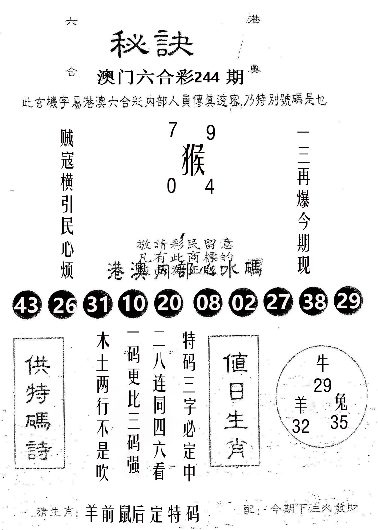 秘决 第244期