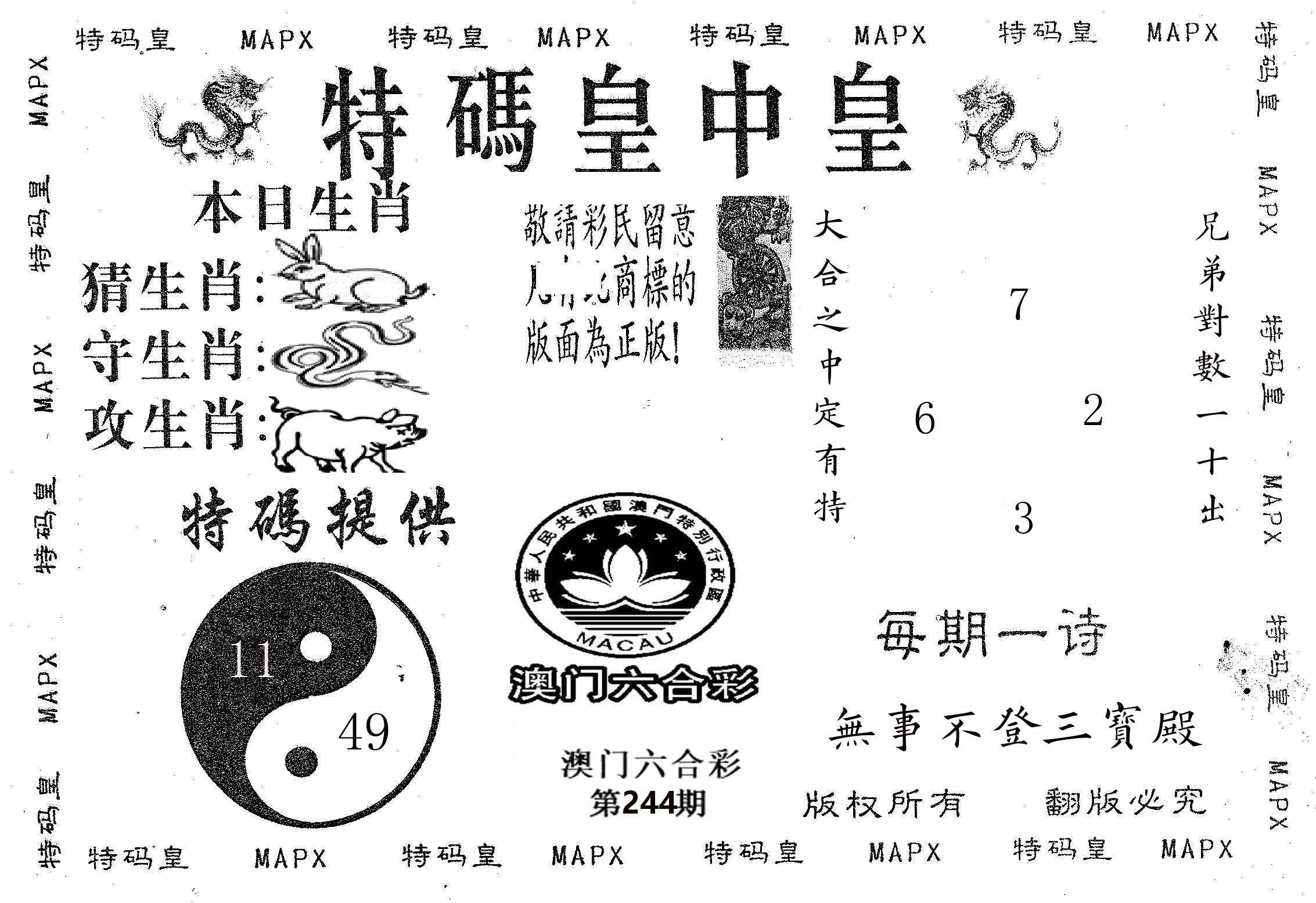 皇中皇B 第244期