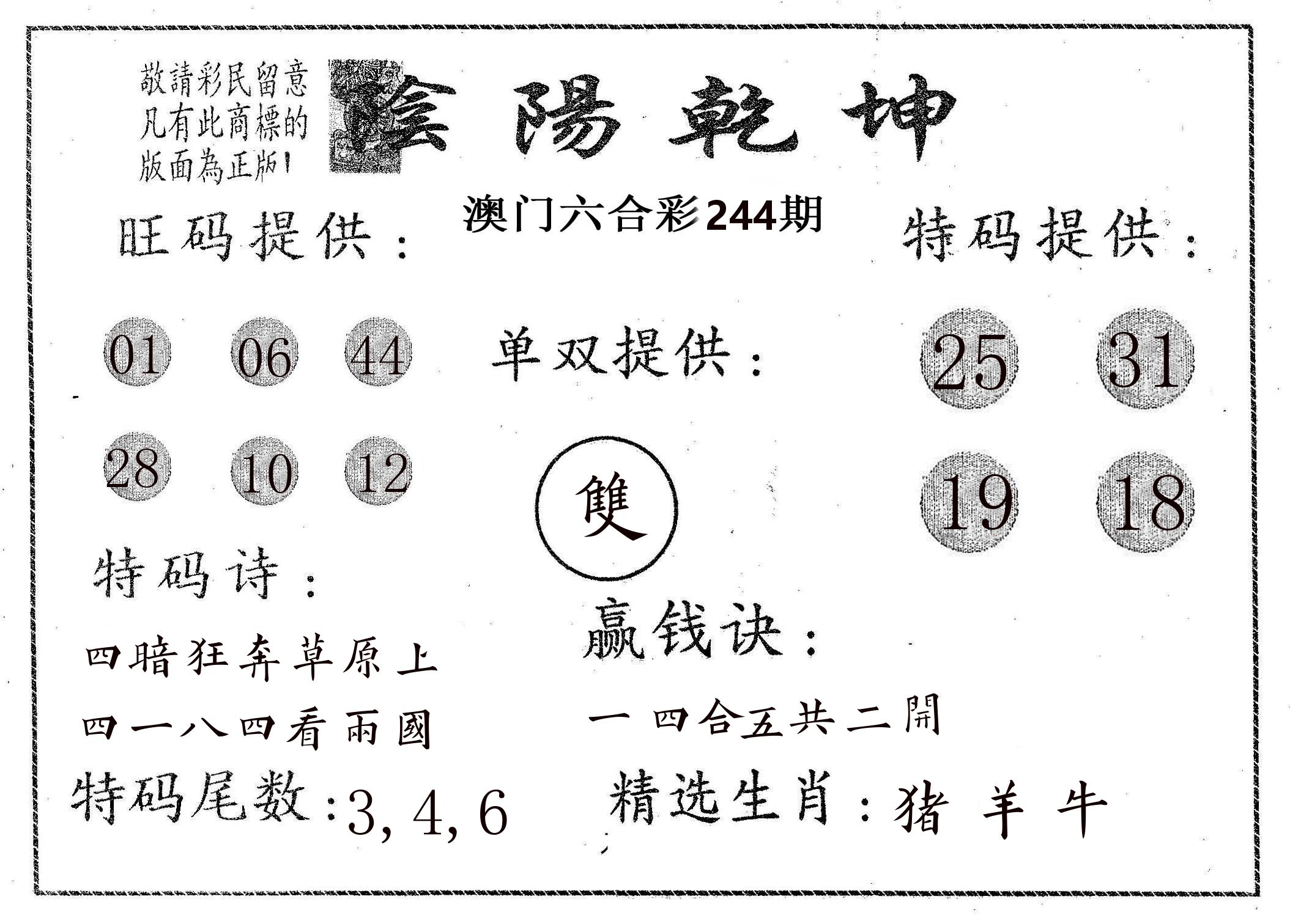 阴阳乾坤 第244期