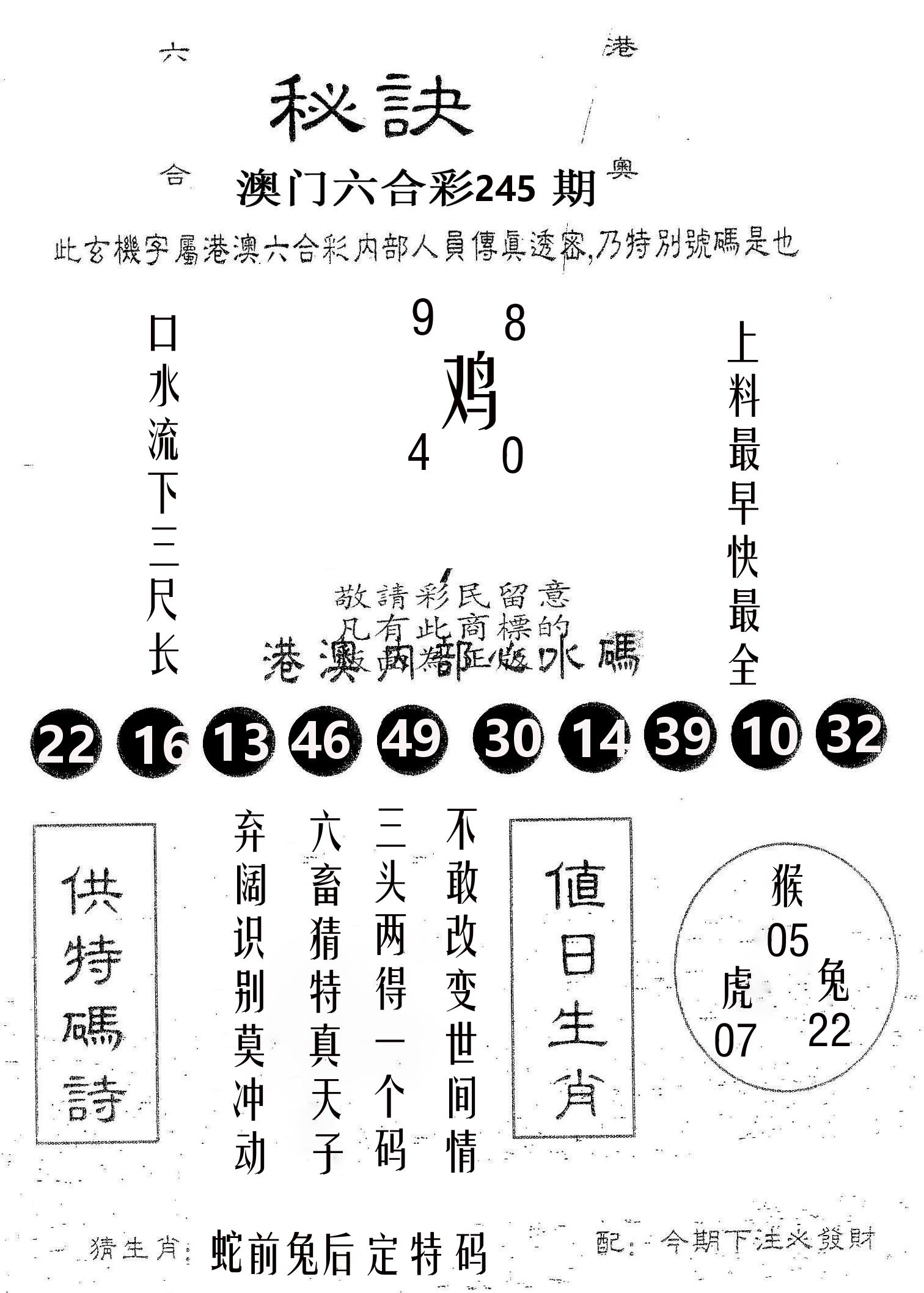 秘决 第245期