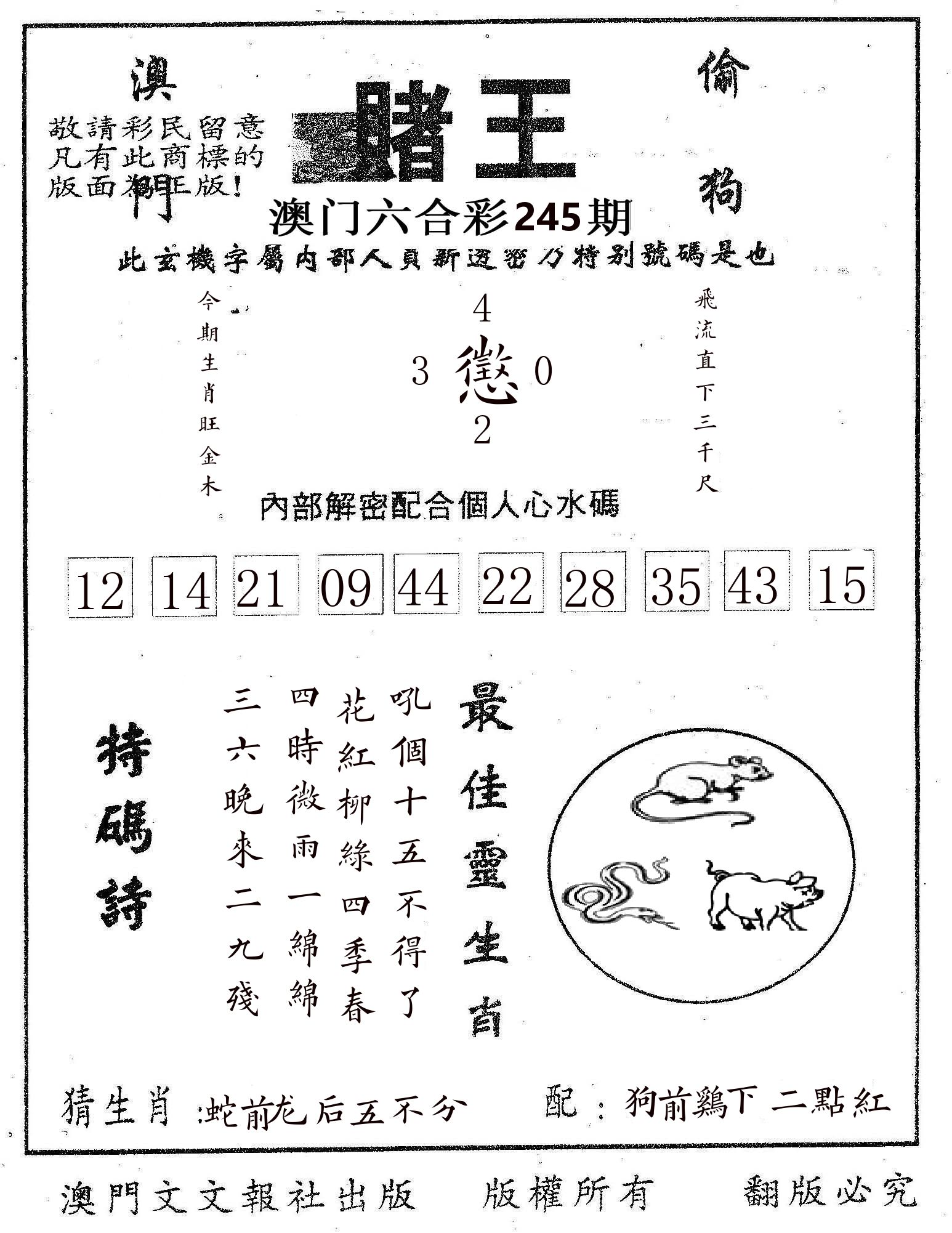 赌王 第245期