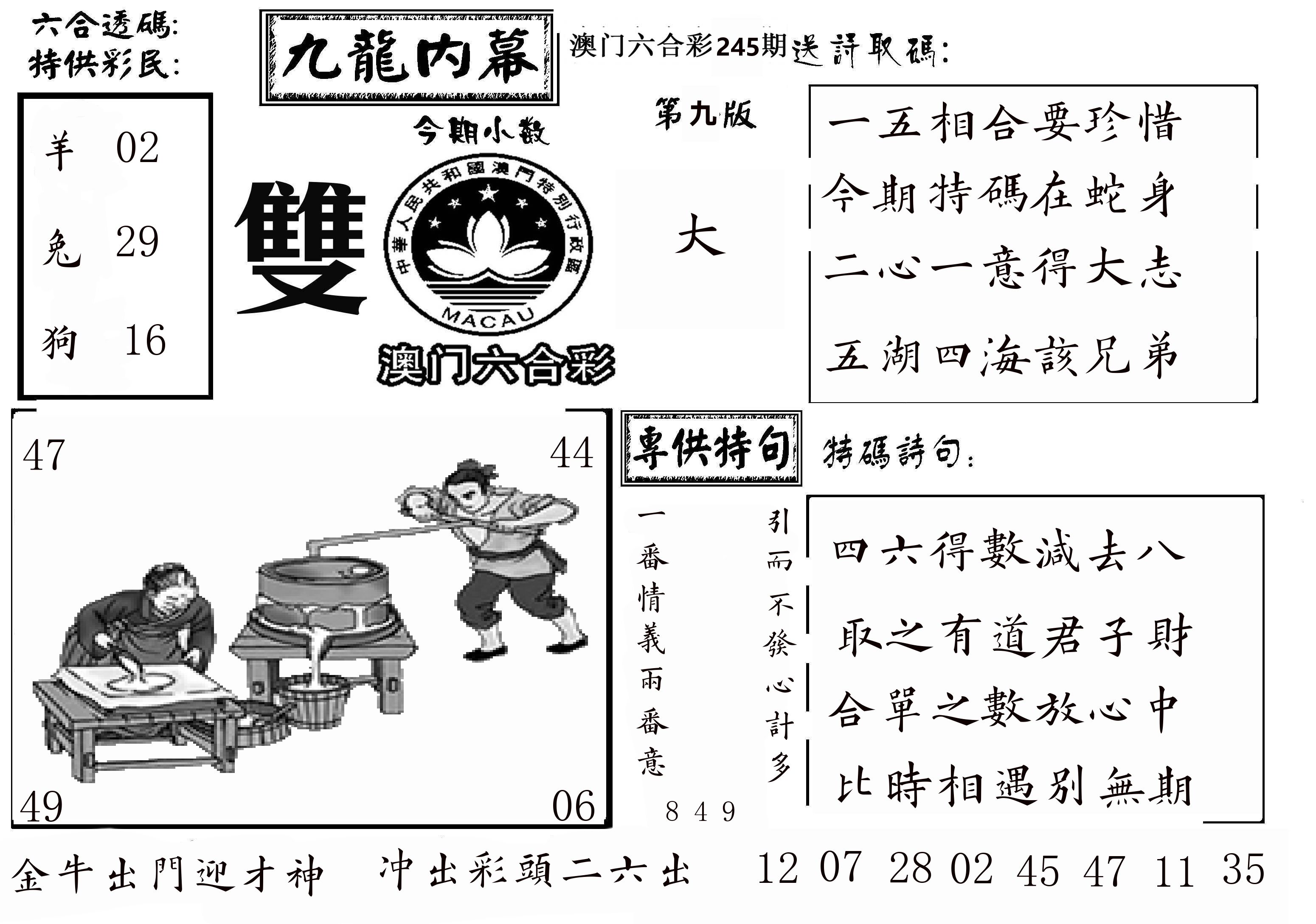 澳门传真3 第245期