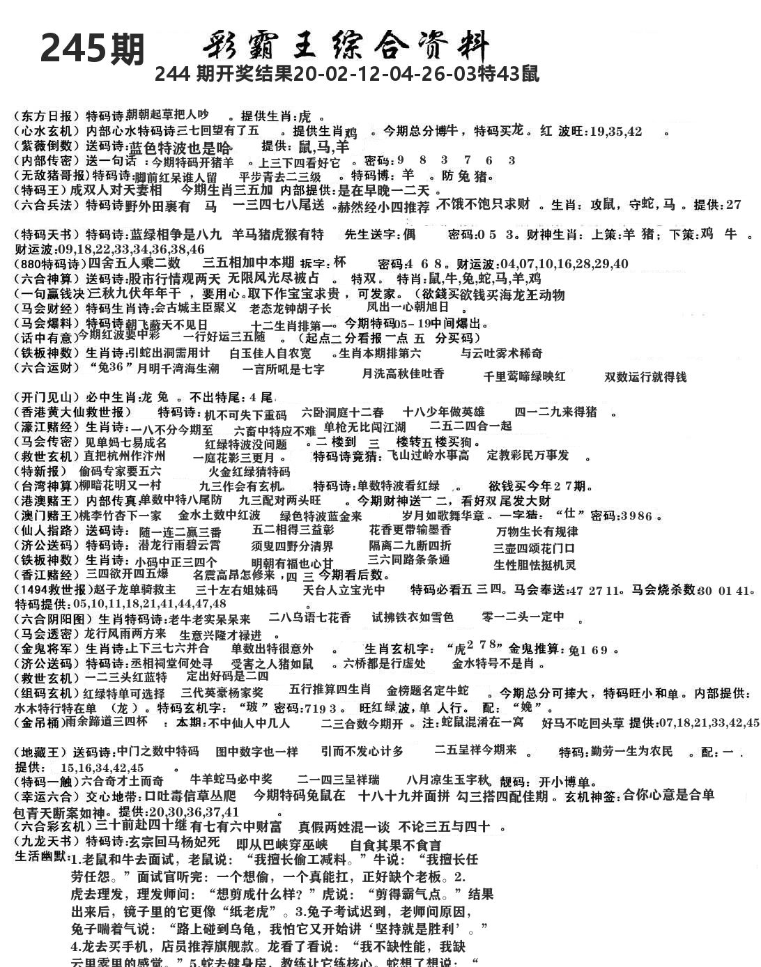 澳门综合资料 第245期
