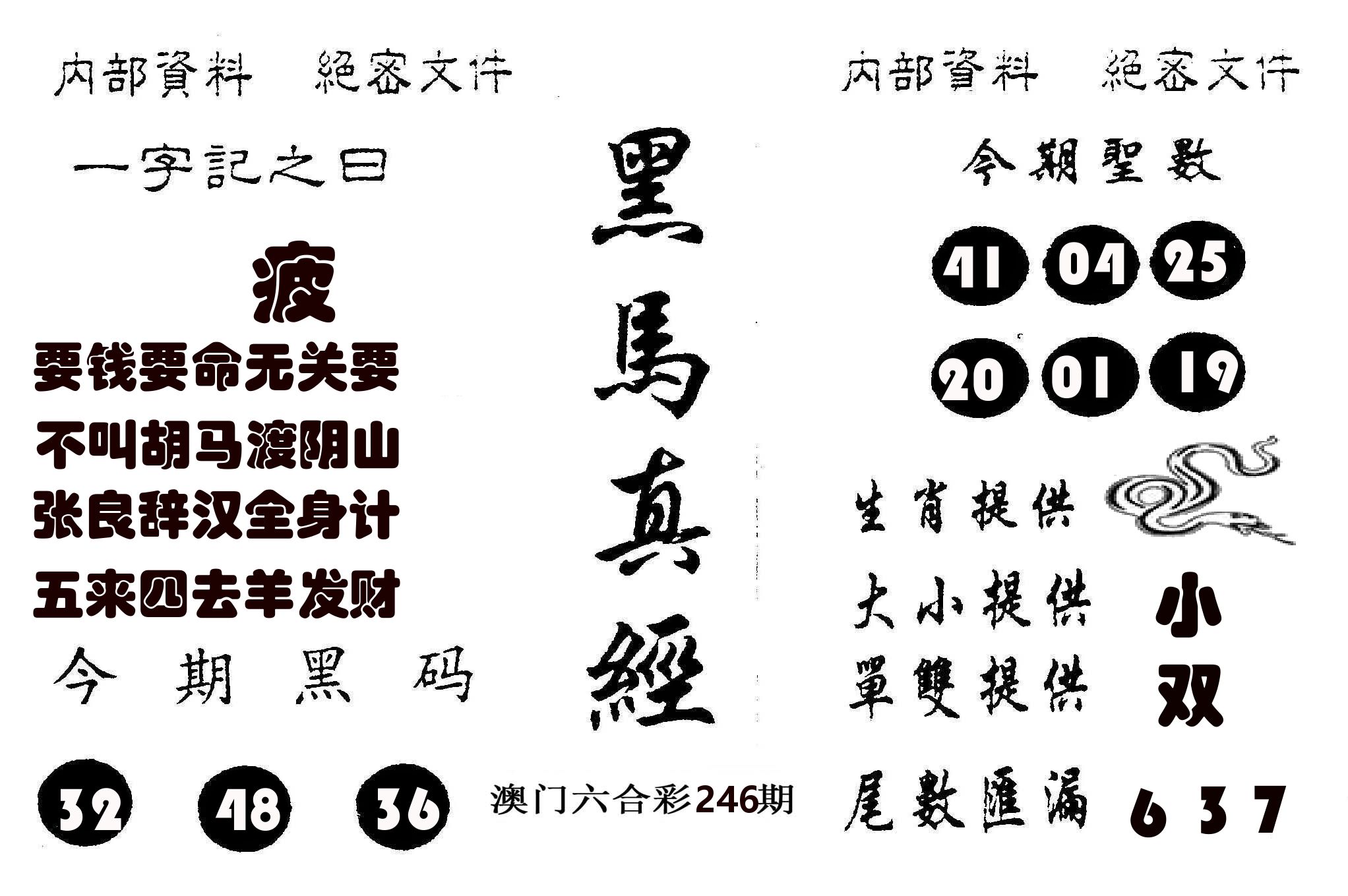黑马真经 第246期