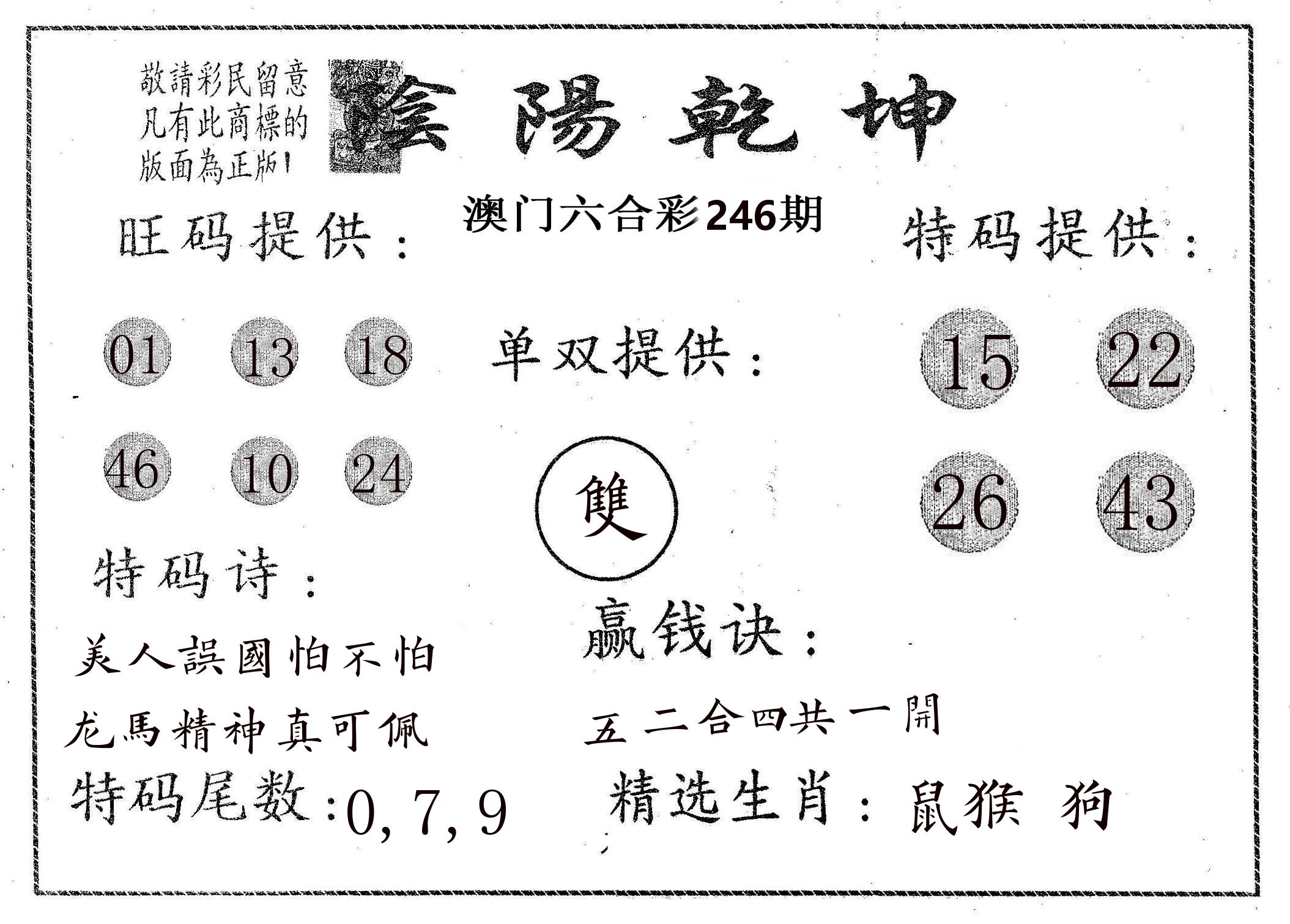 阴阳乾坤 第246期