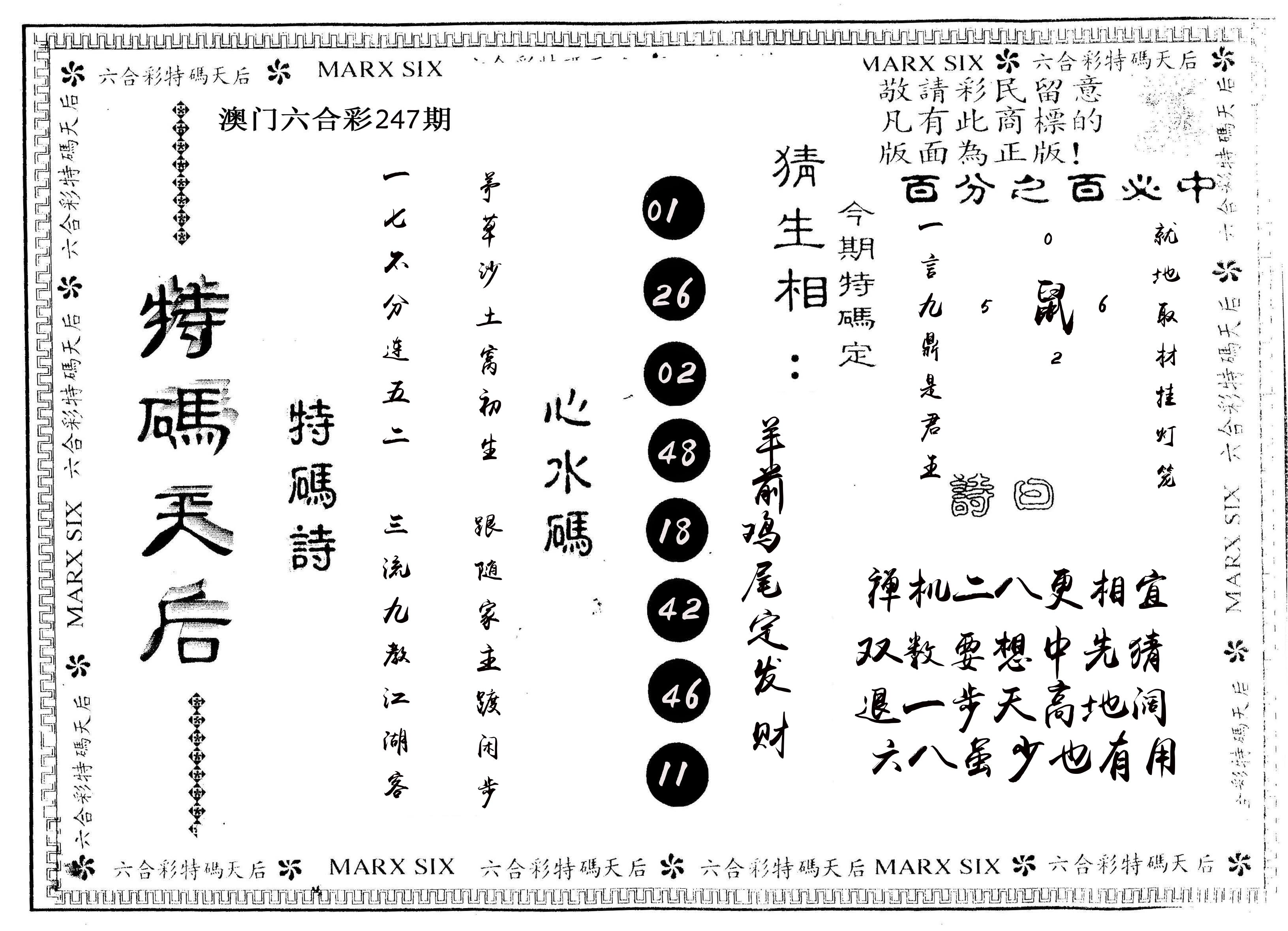 另版特码天后 第247期