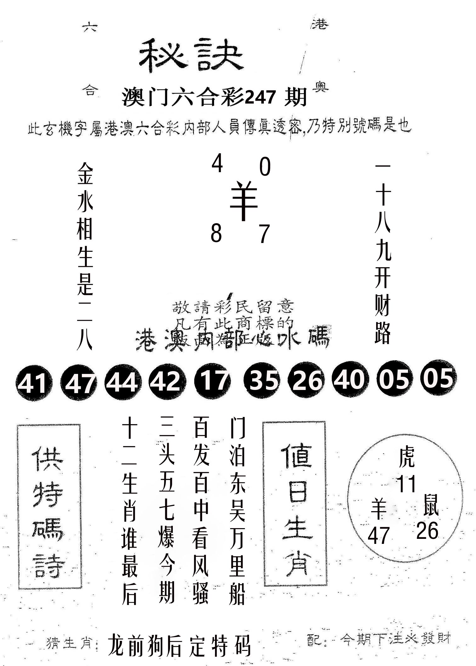 秘决 第247期
