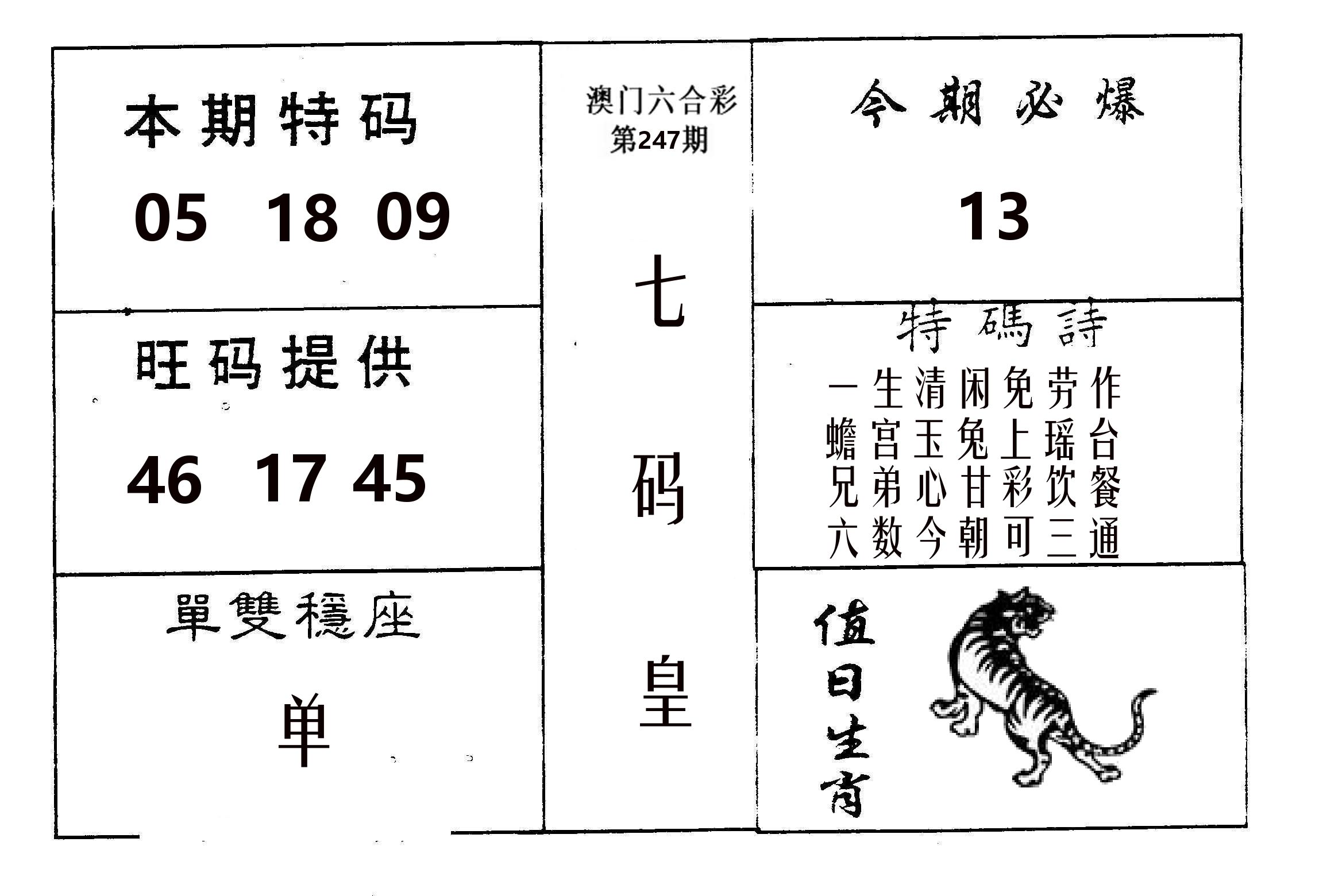 七码皇 第247期