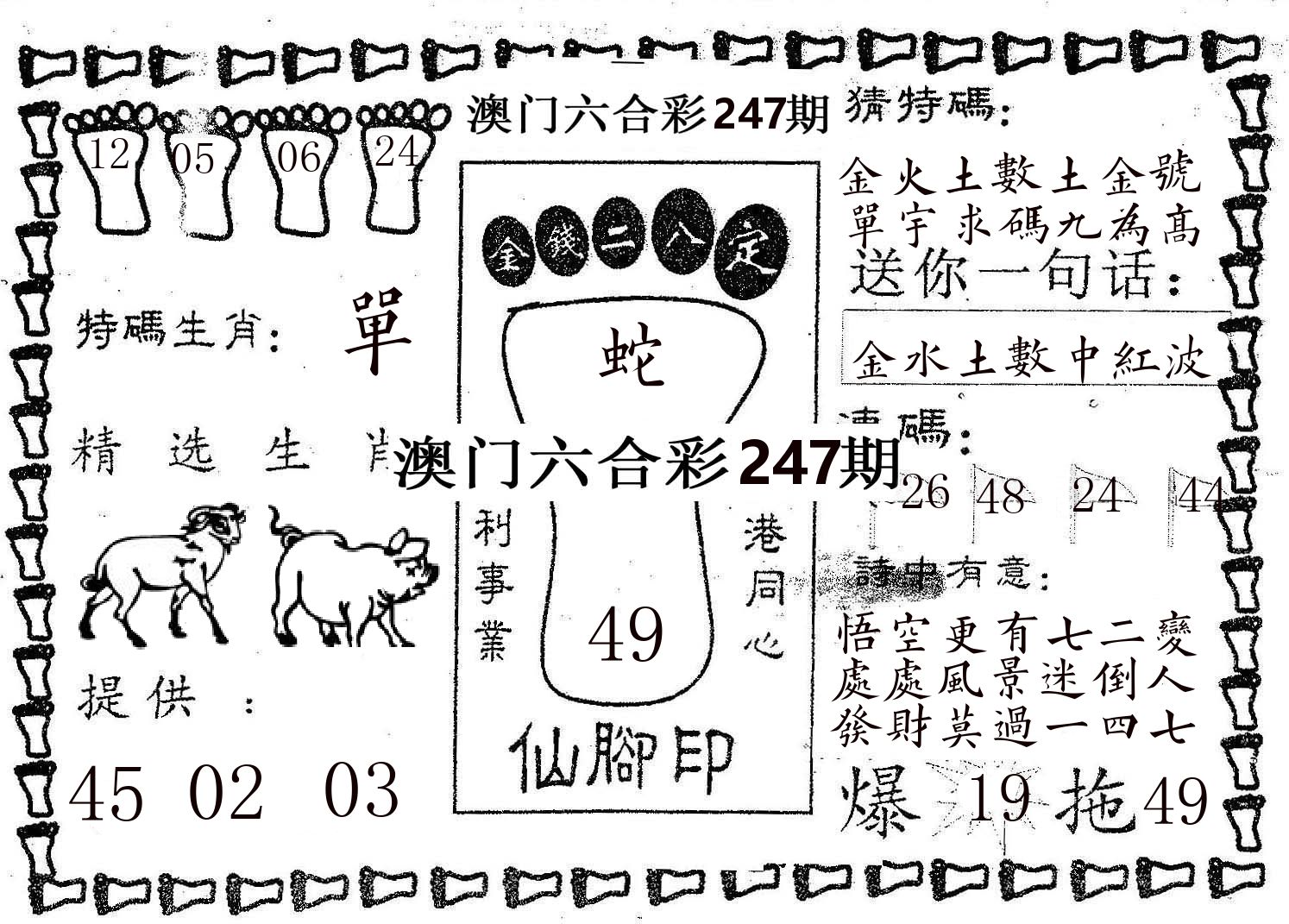 仙脚印 第247期