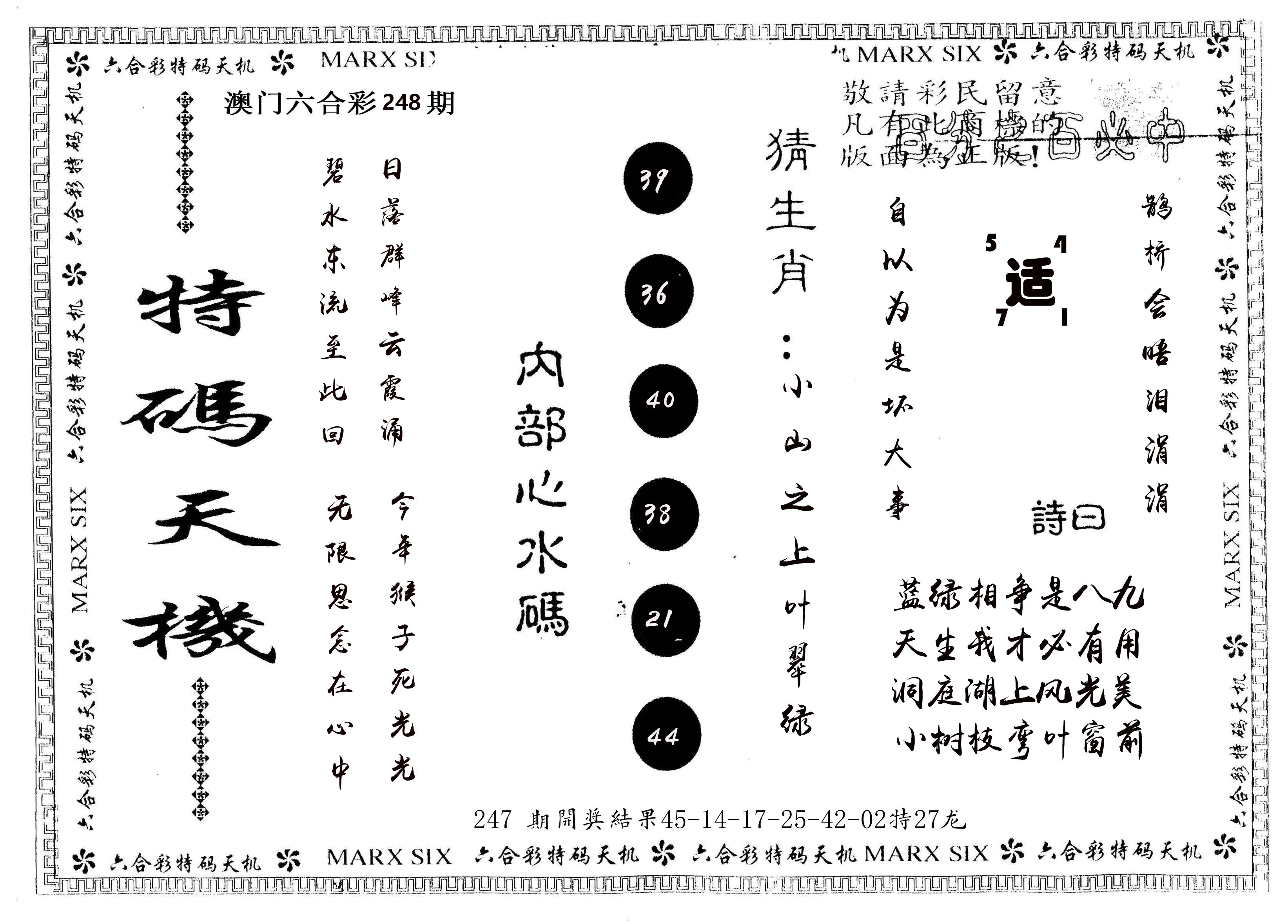 另版特码天机 第248期