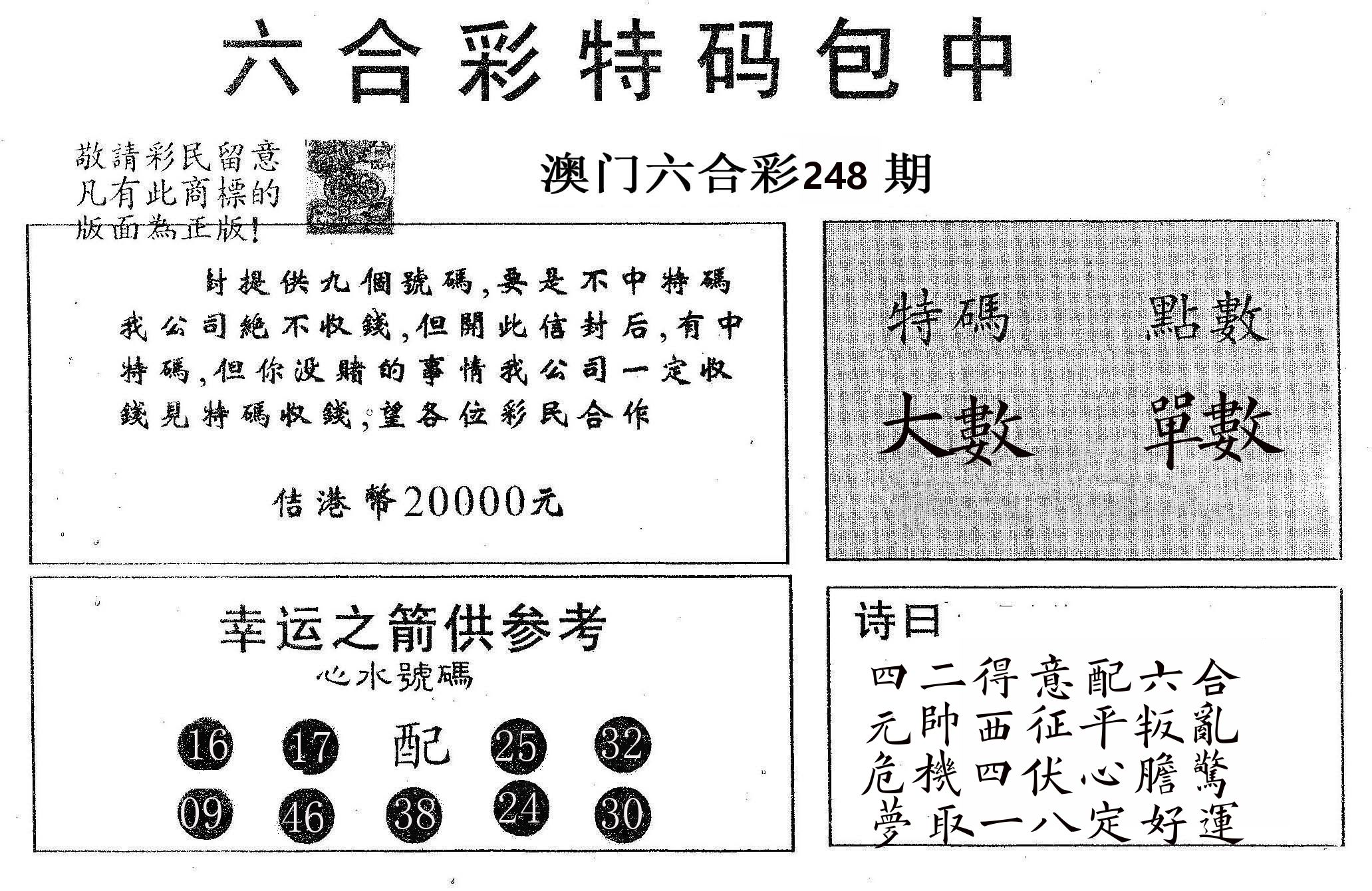 20000包中A 第248期
