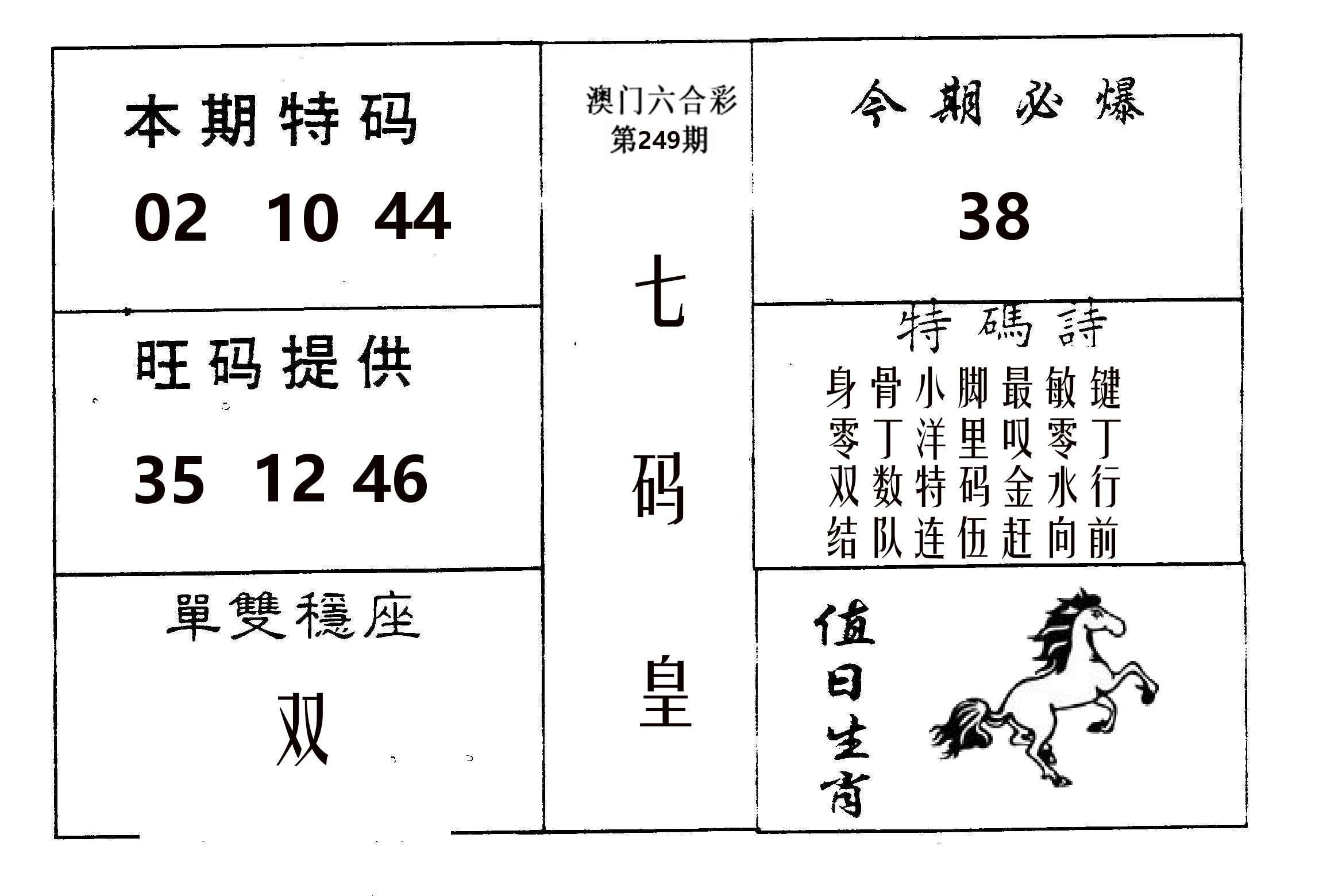 七码皇 第249期