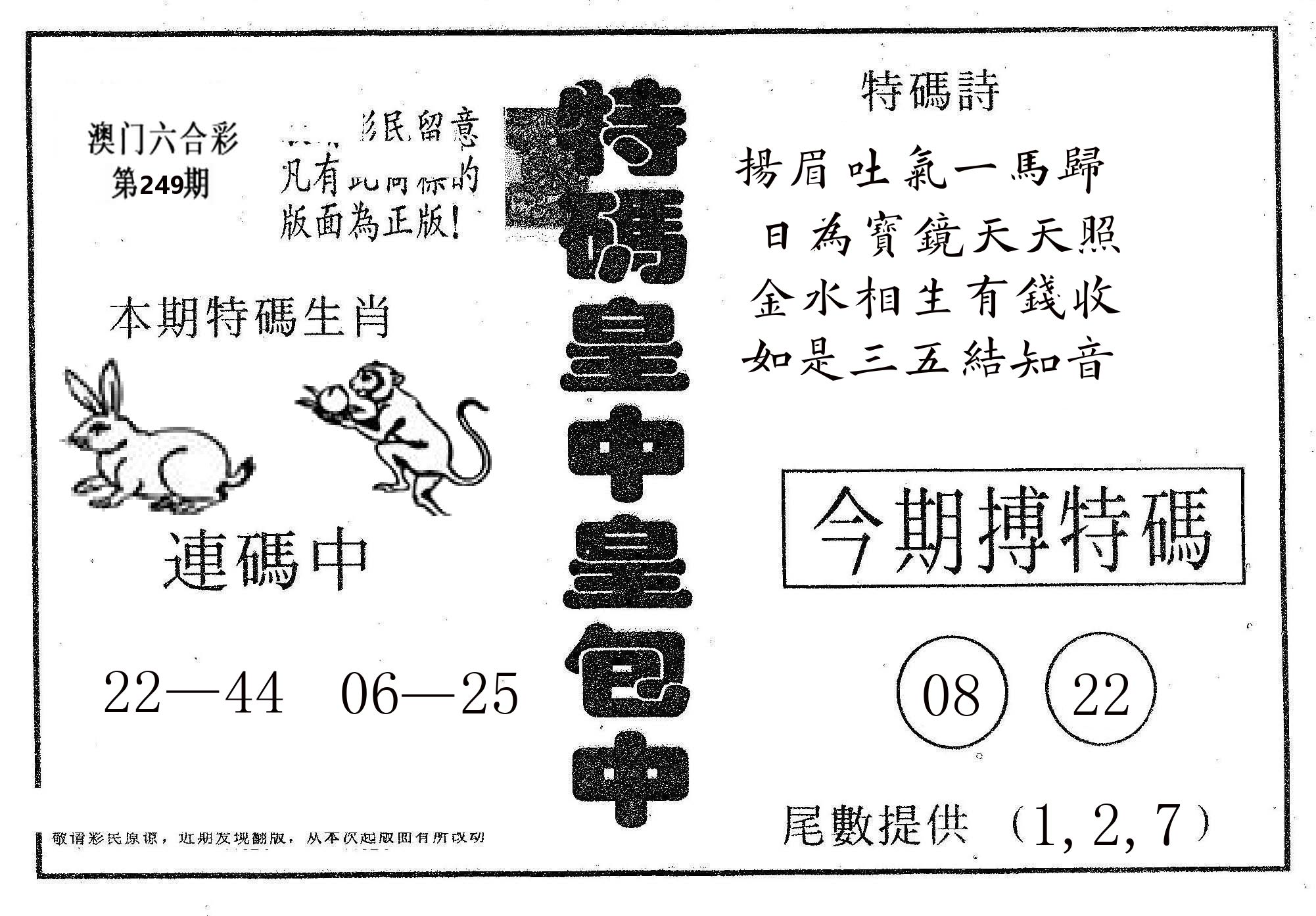 皇中皇A 第249期