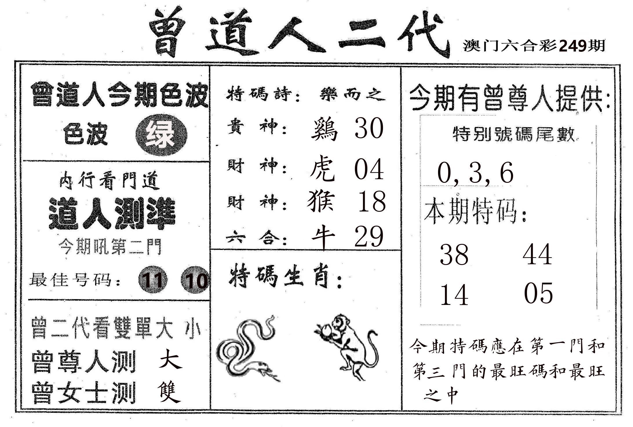 曾二代 第249期