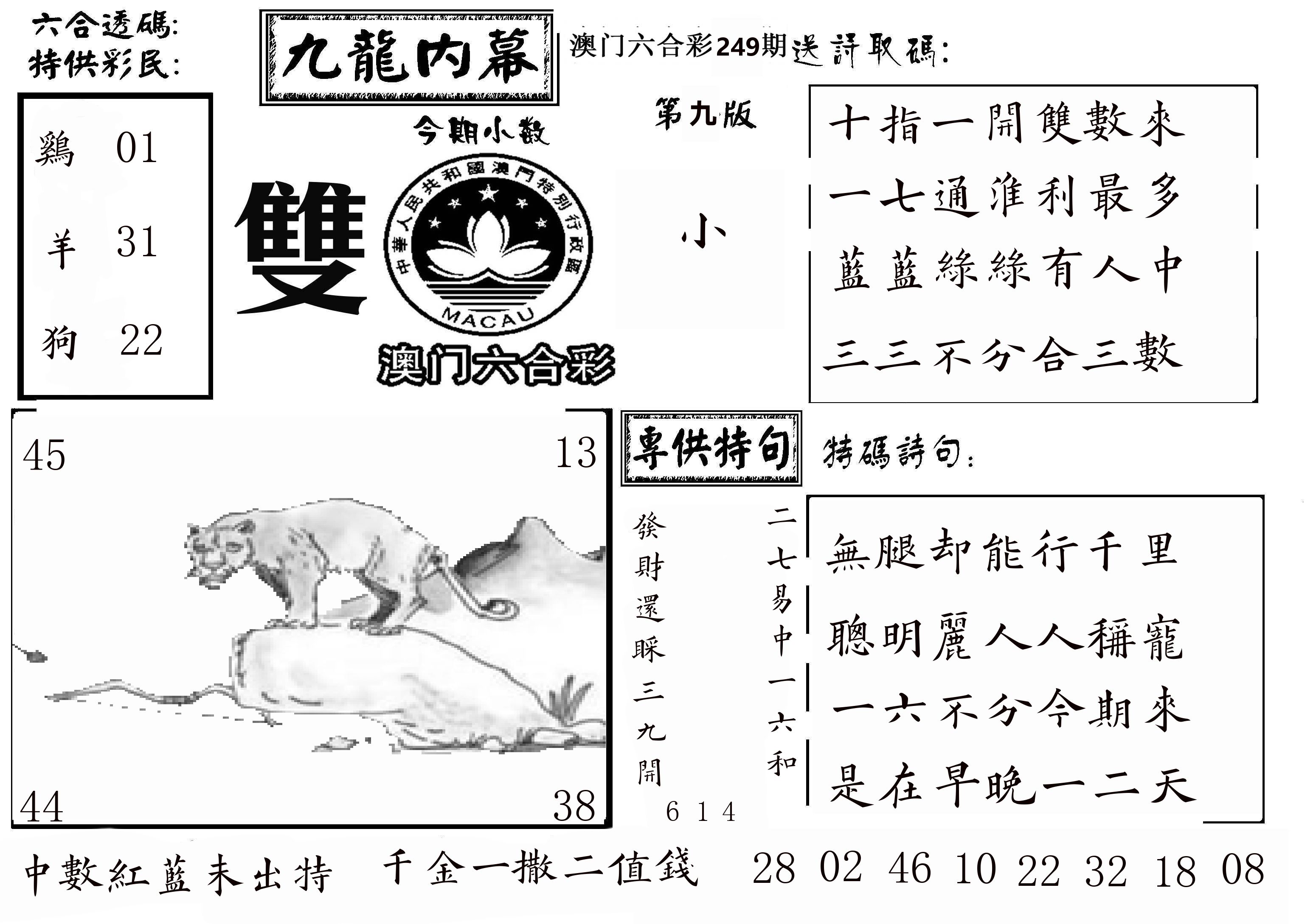 澳门传真3 第249期