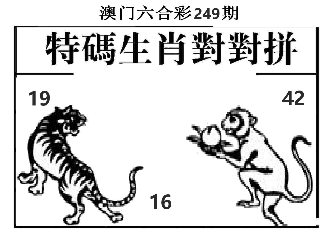 特码生肖对对拼 第249期