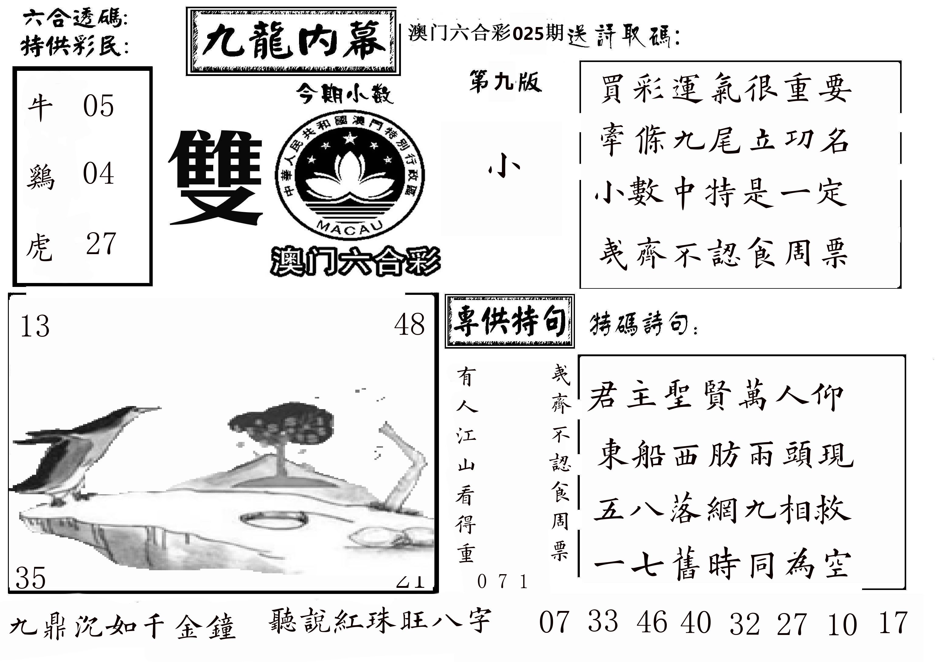 澳门传真3 第25期