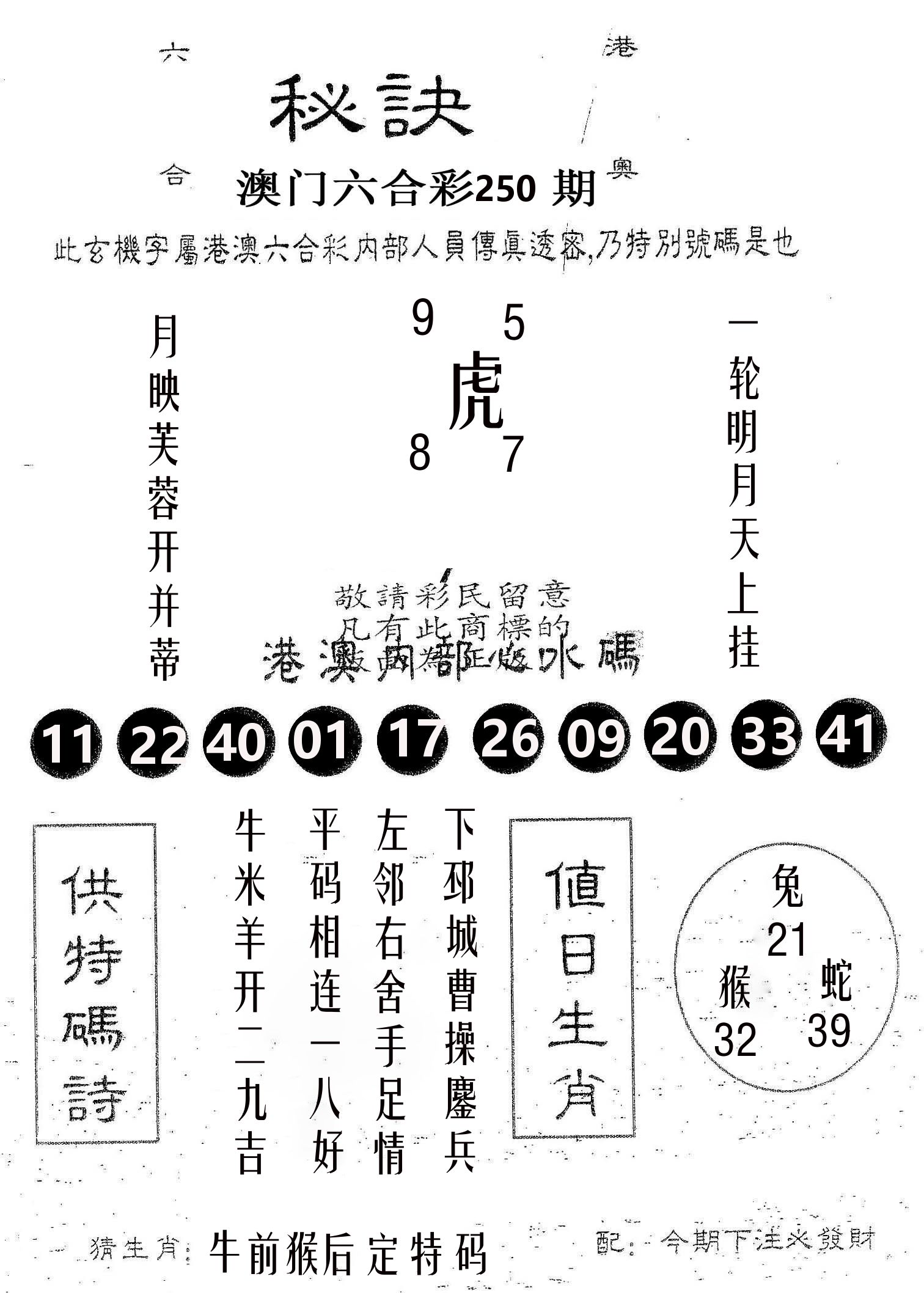 秘决 第250期