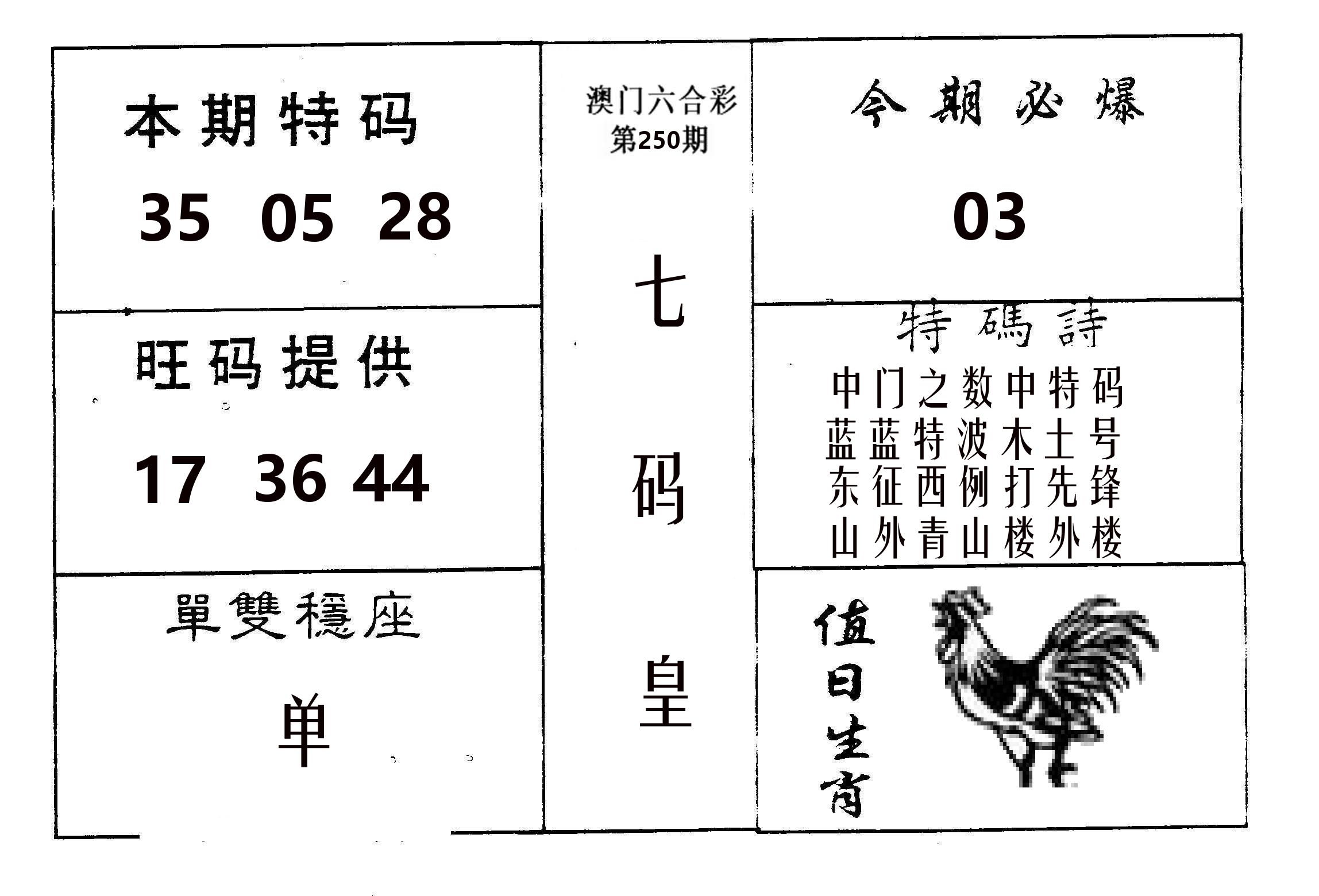 七码皇 第250期