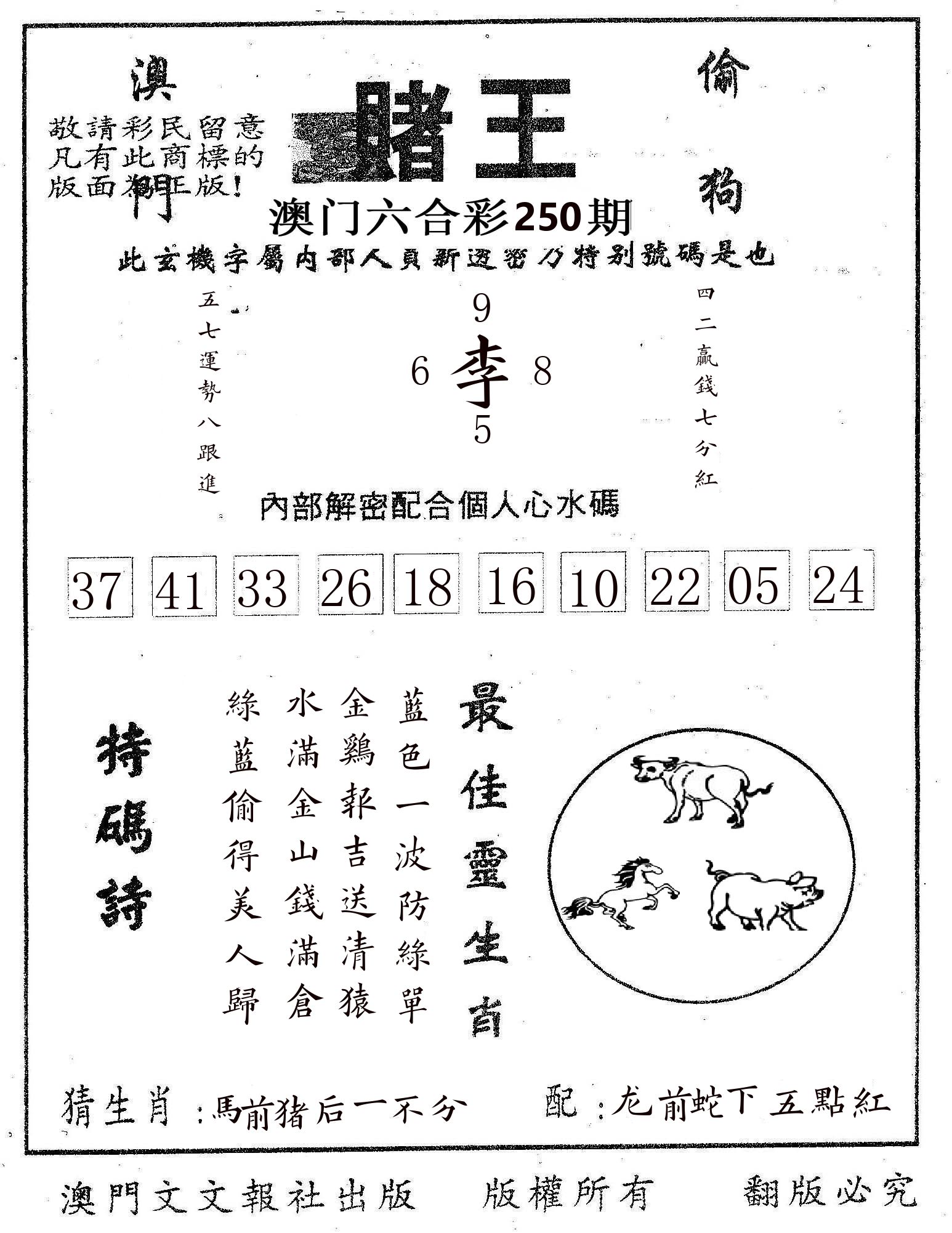 赌王 第250期