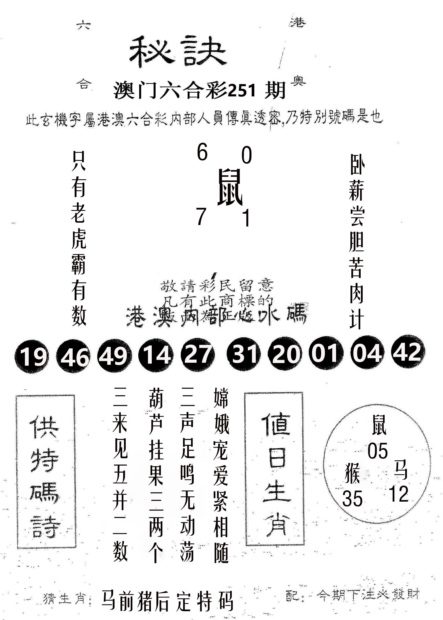 秘决 第251期