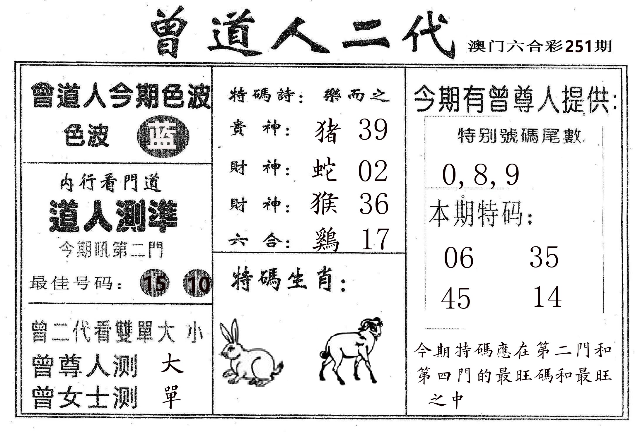 曾二代 第251期