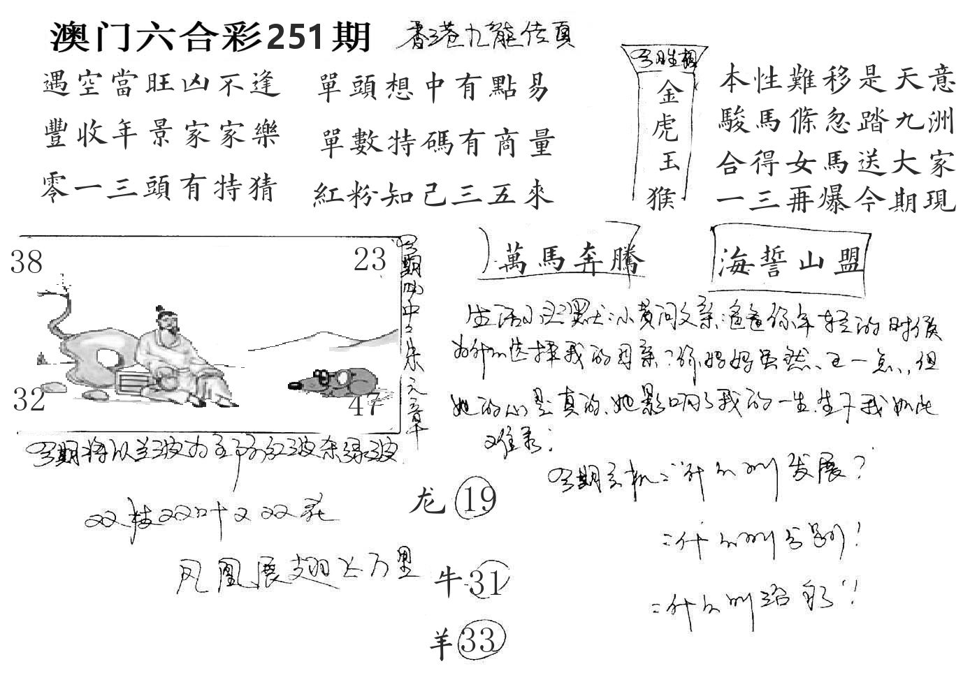 澳门手写九龙 第251期