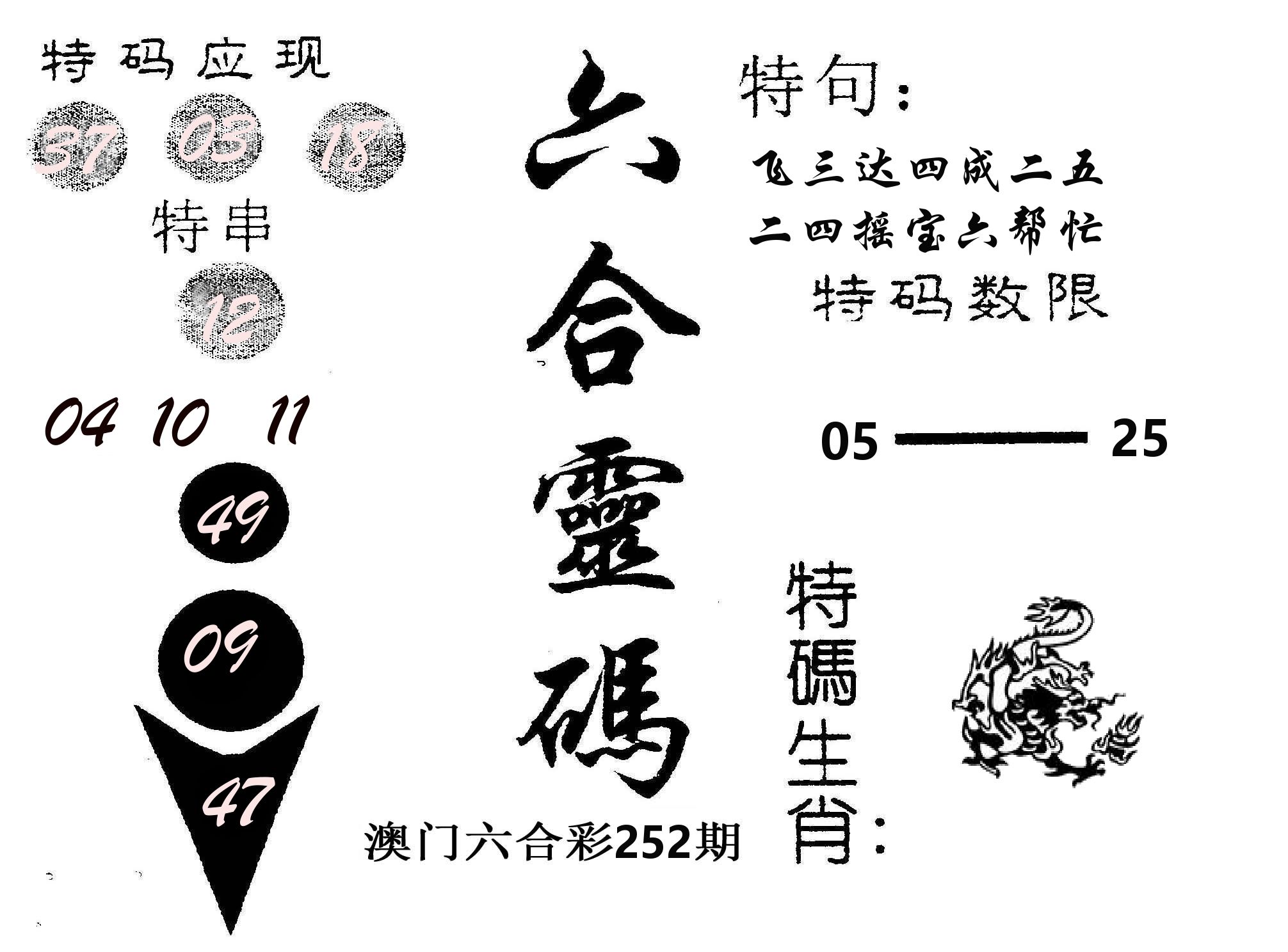六合灵码 第252期