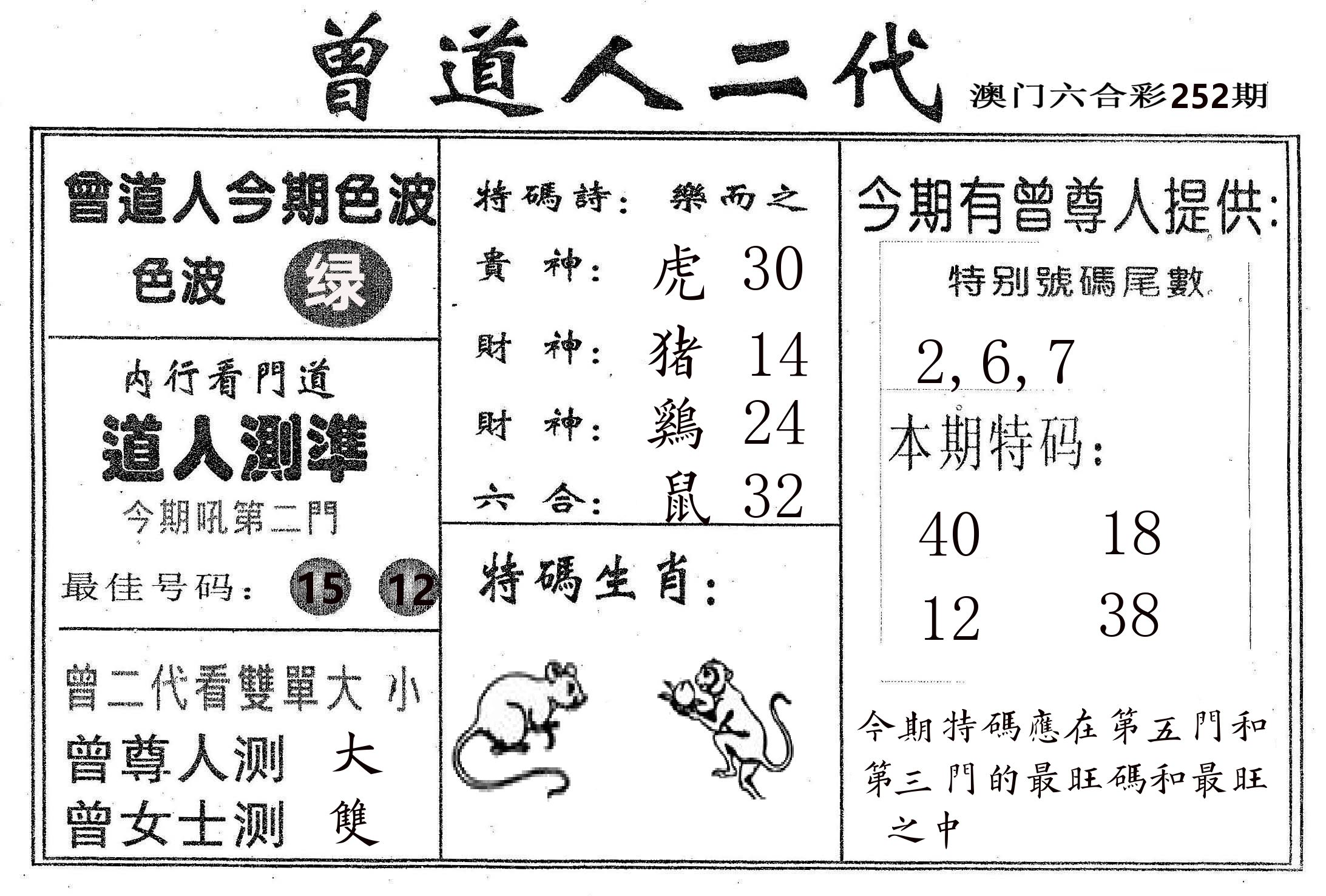 曾二代 第252期