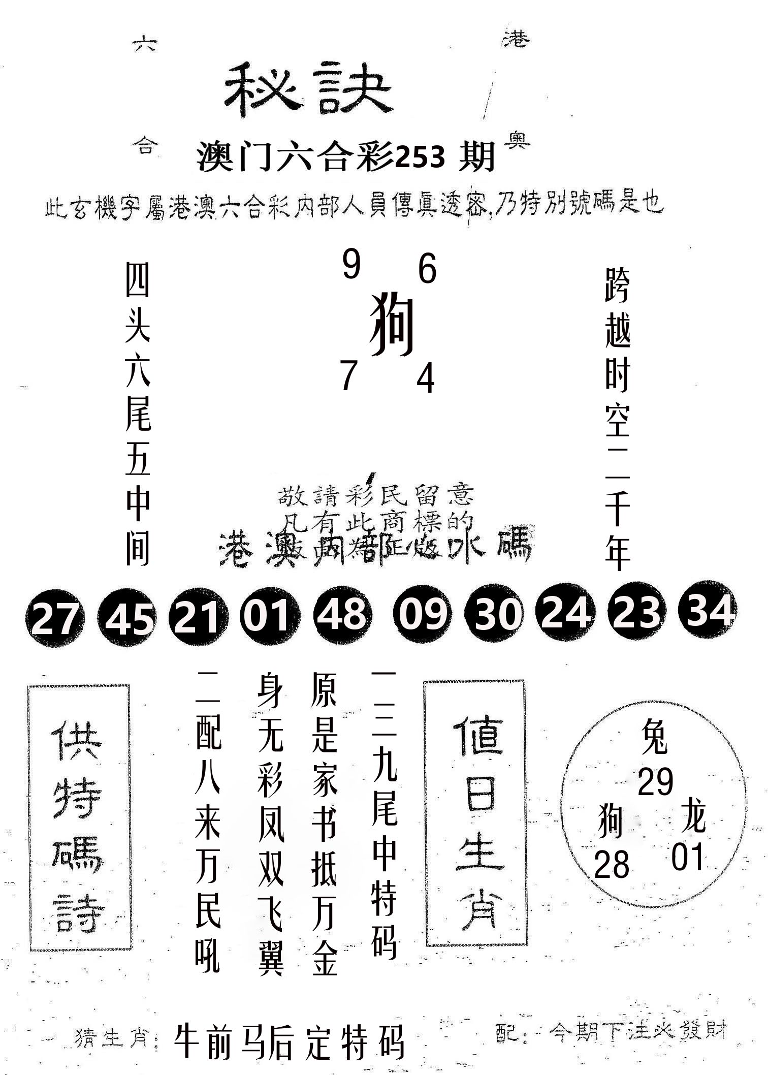 秘决 第253期