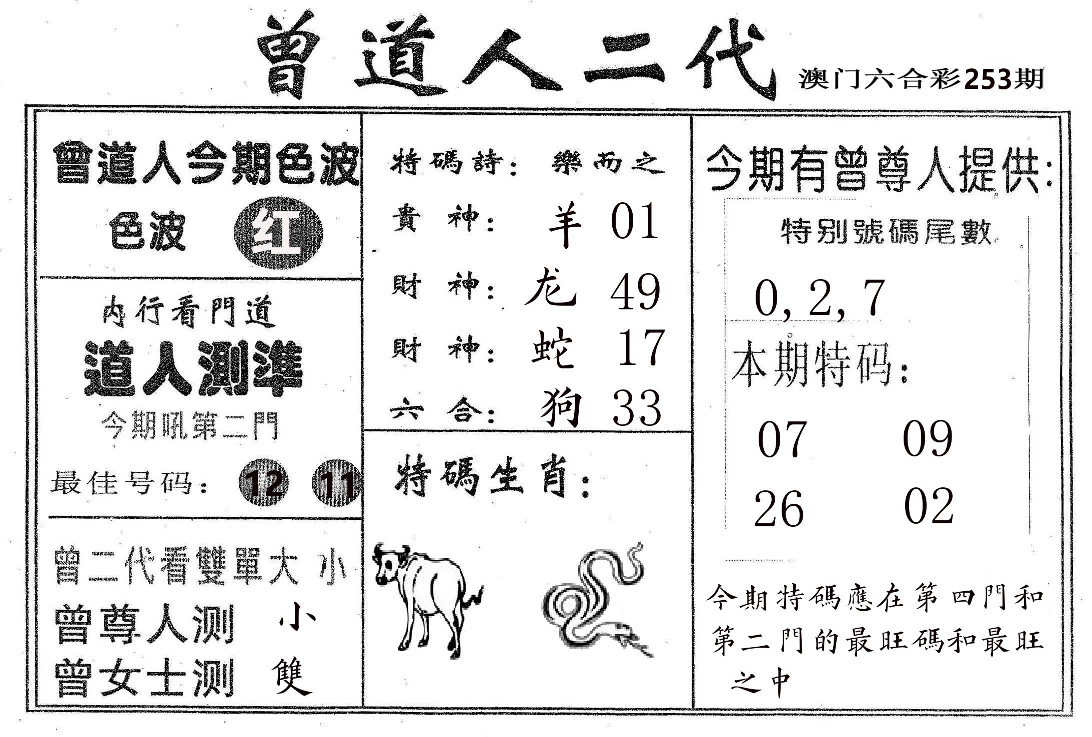曾二代 第253期