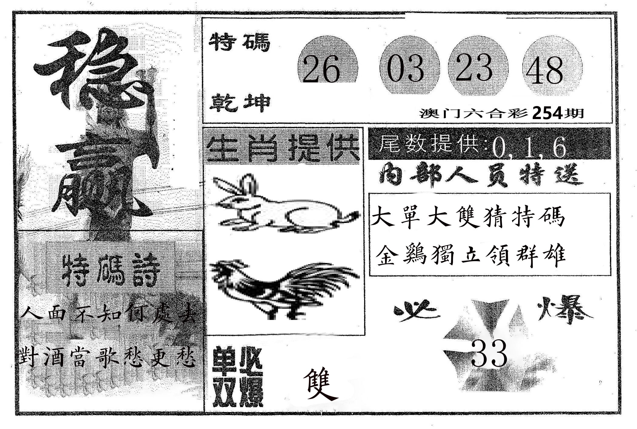 稳赢 第254期