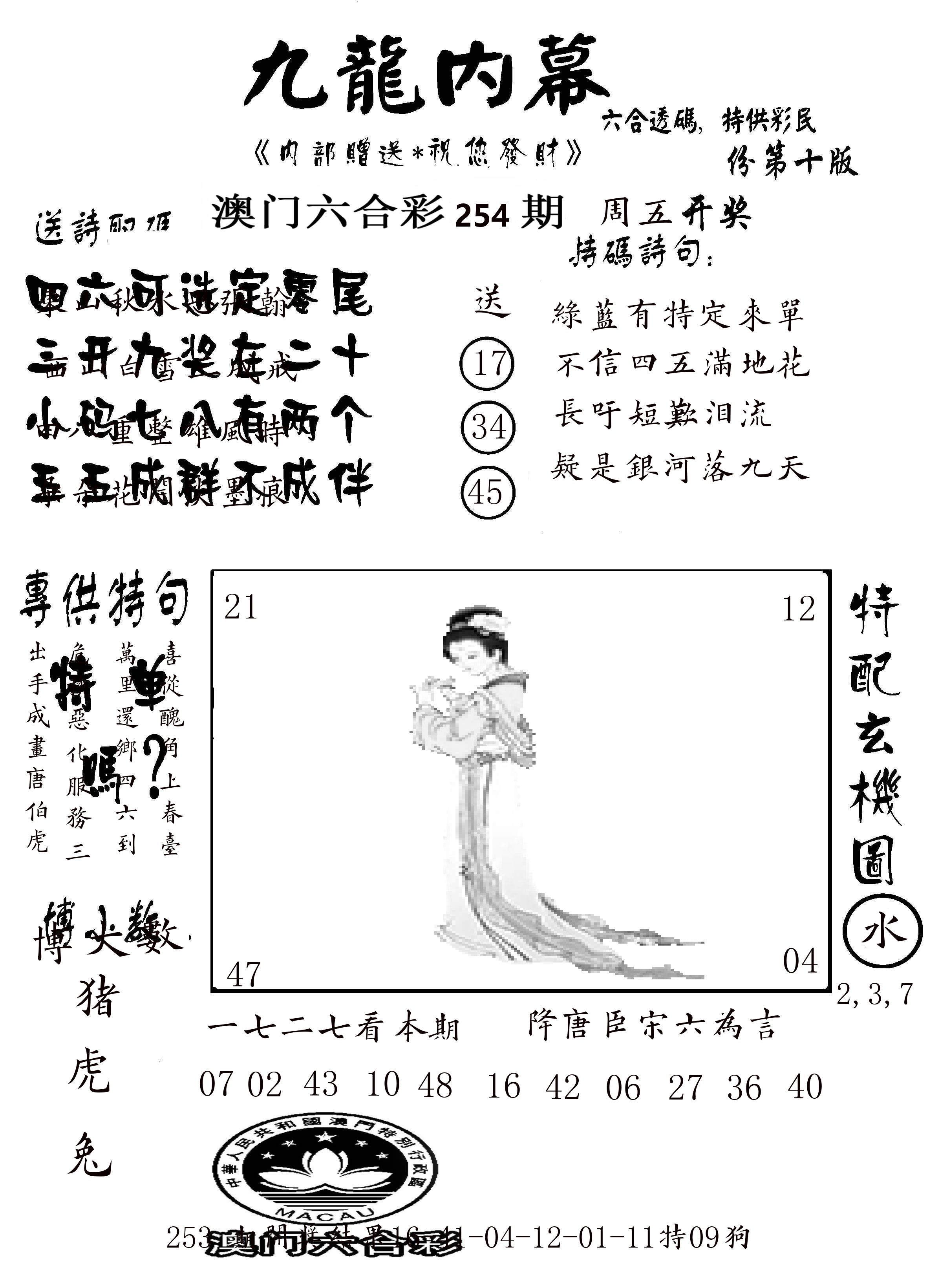 澳门传真2 第254期