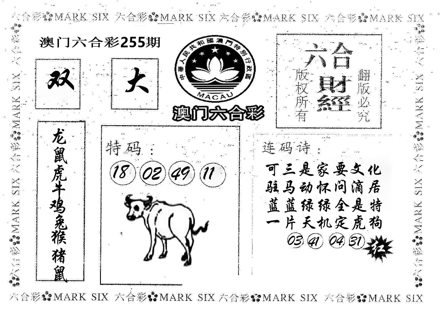 六合财经 第255期