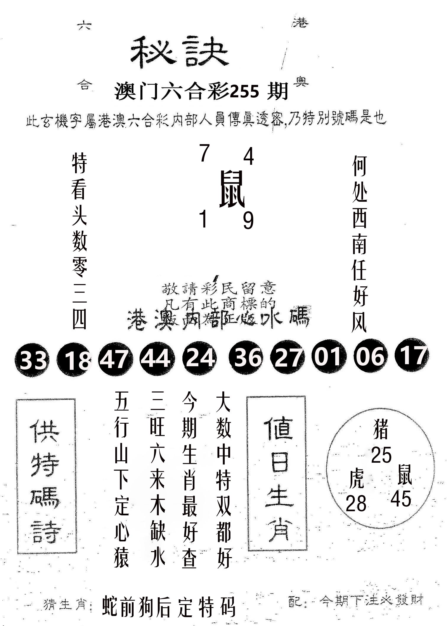 秘决 第255期