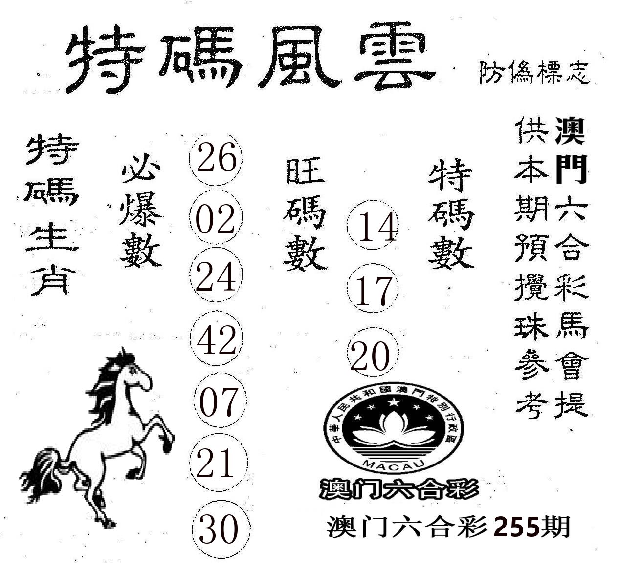 特码风云 第255期