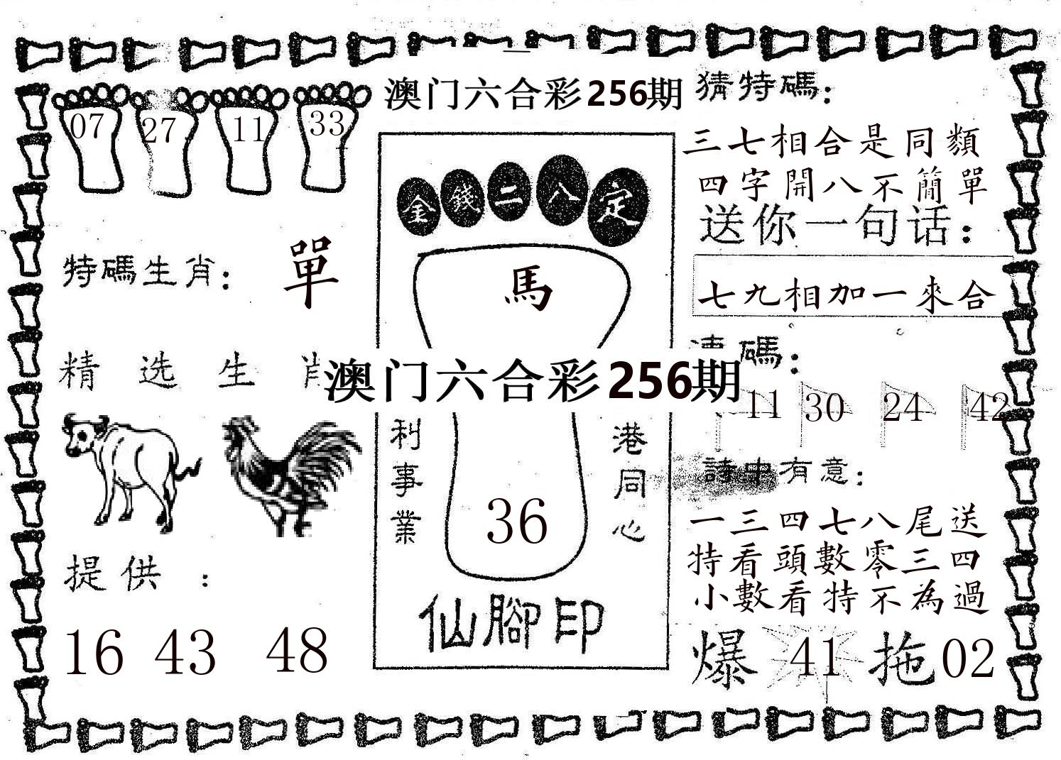 仙脚印 第256期