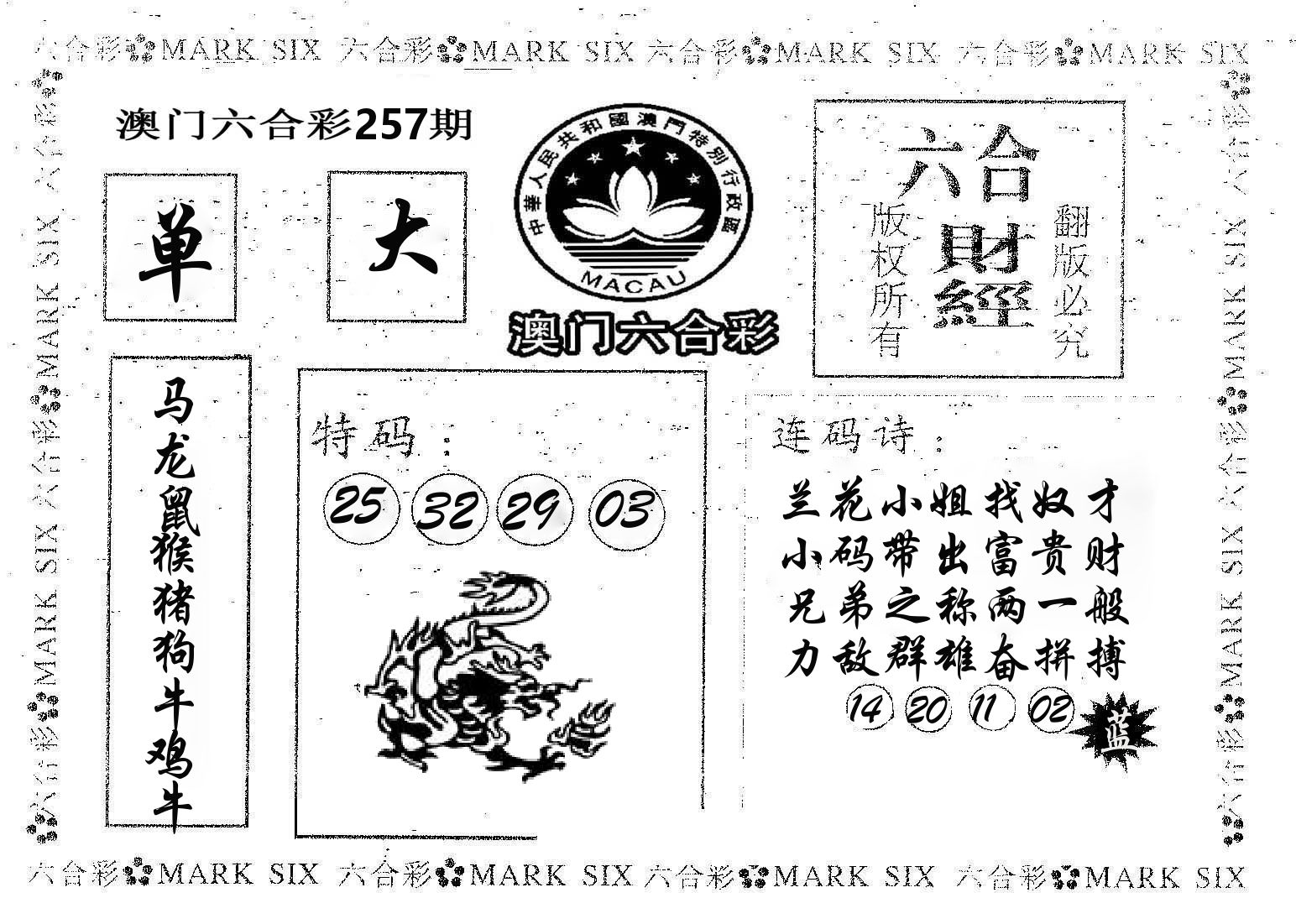 六合财经 第257期